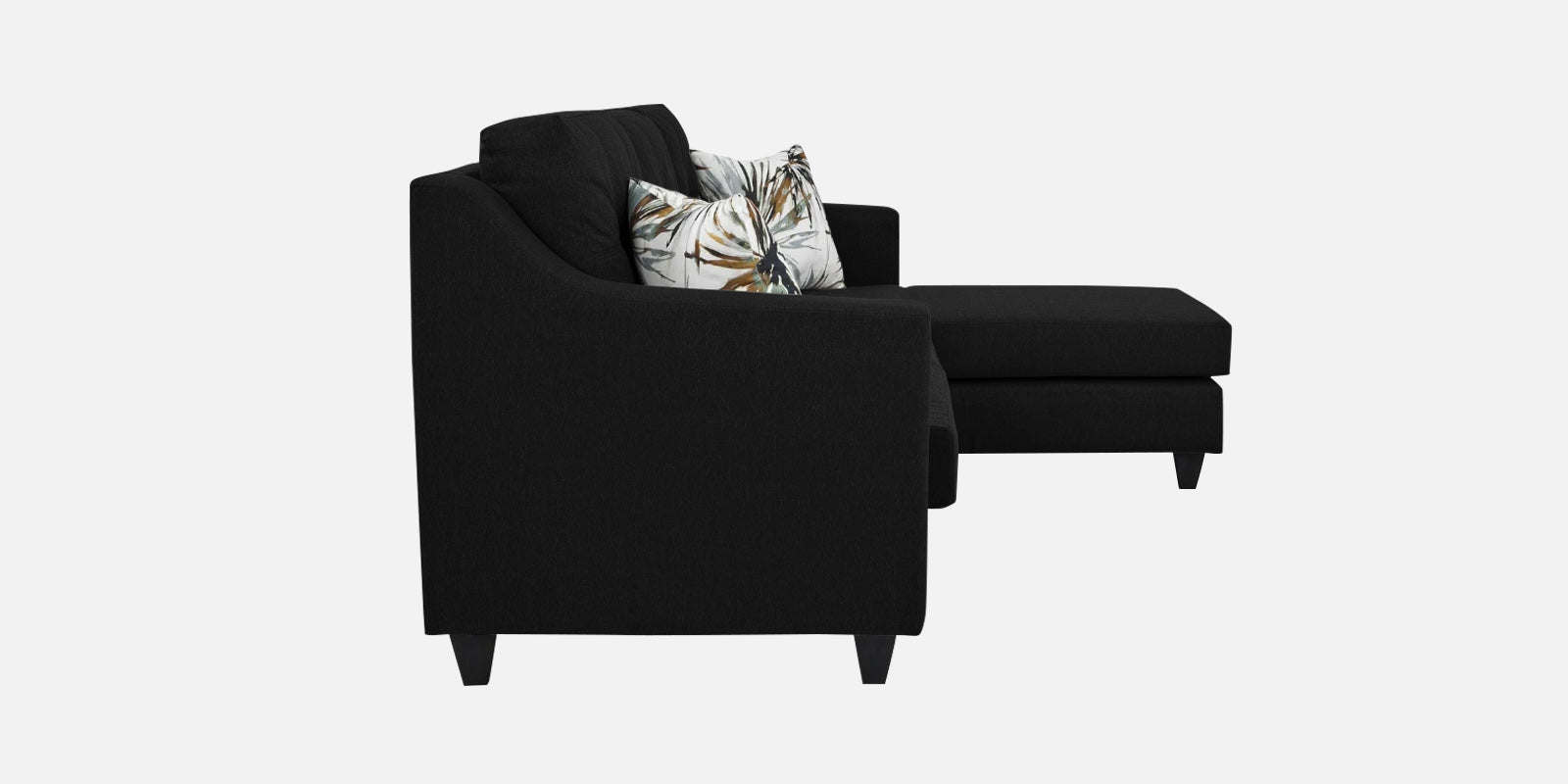 Welly Fabric LHS Sectional Sofa (3+Lounger) In Zed Black Colour - Febonic Living