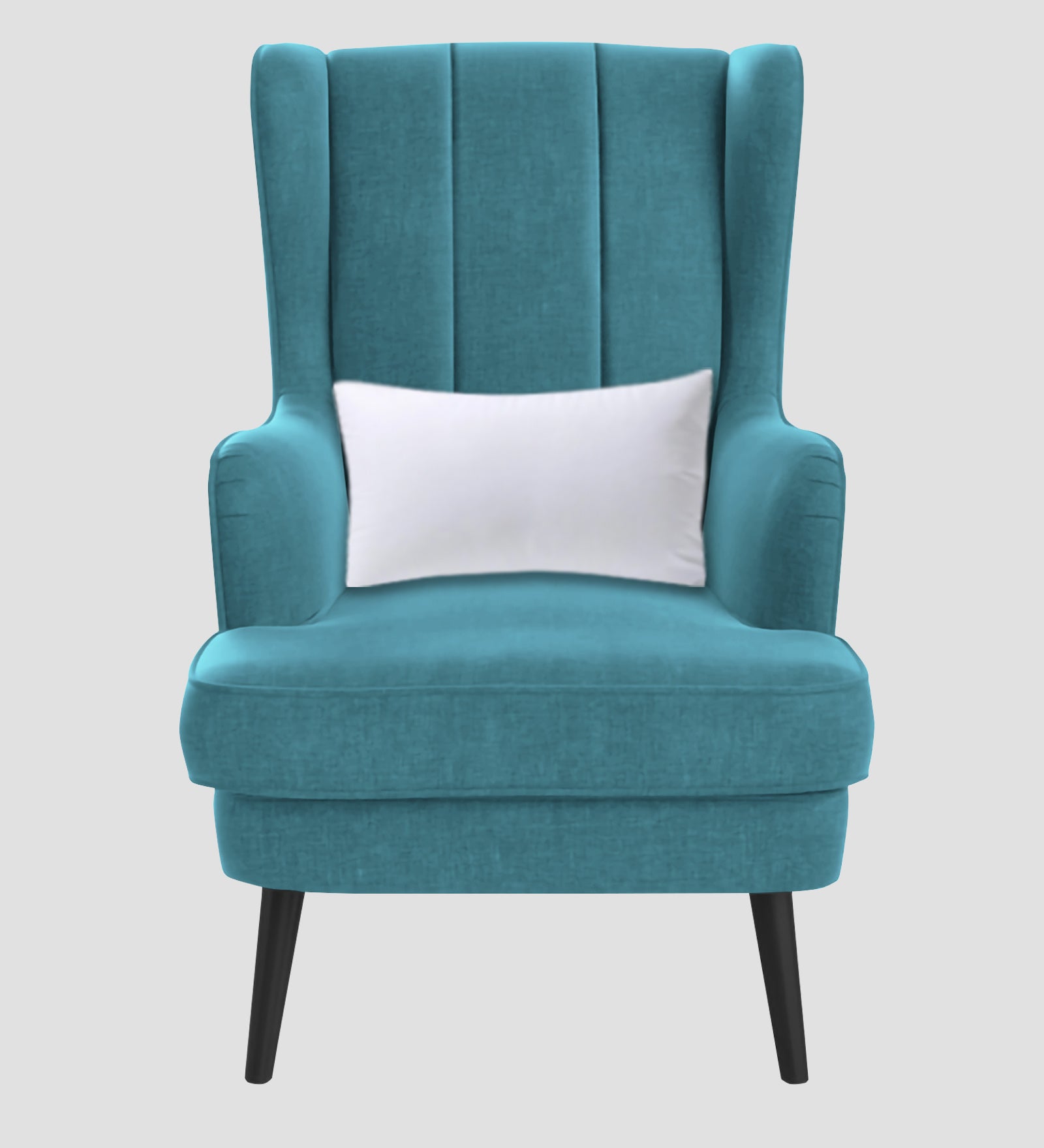 Niya Velvet Wing Chair In Aqua Blue Colour - Febonic Living