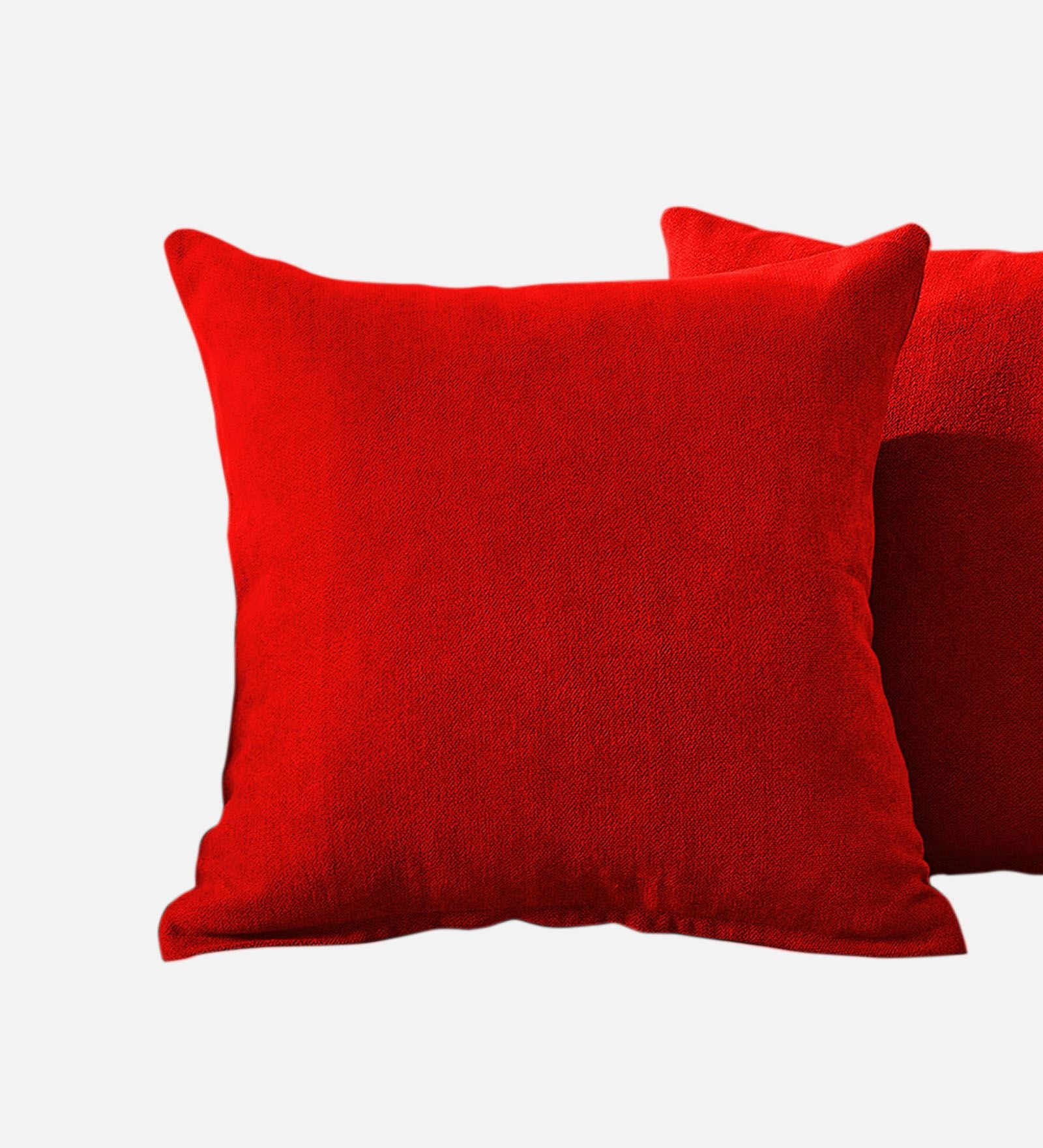 Kaya Fabric Geometric 20x20 inches Cushion + Covers (Pack of 2) In Ruby Red Colour - Febonic Living