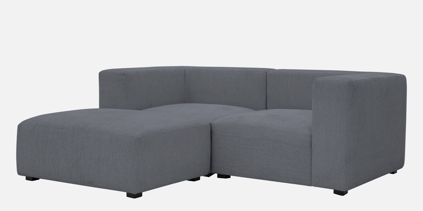 Dora Velvet RHS Sectional Sofa (2+Ottoman Lounger) In Pubble Grey Colour - Febonic Living