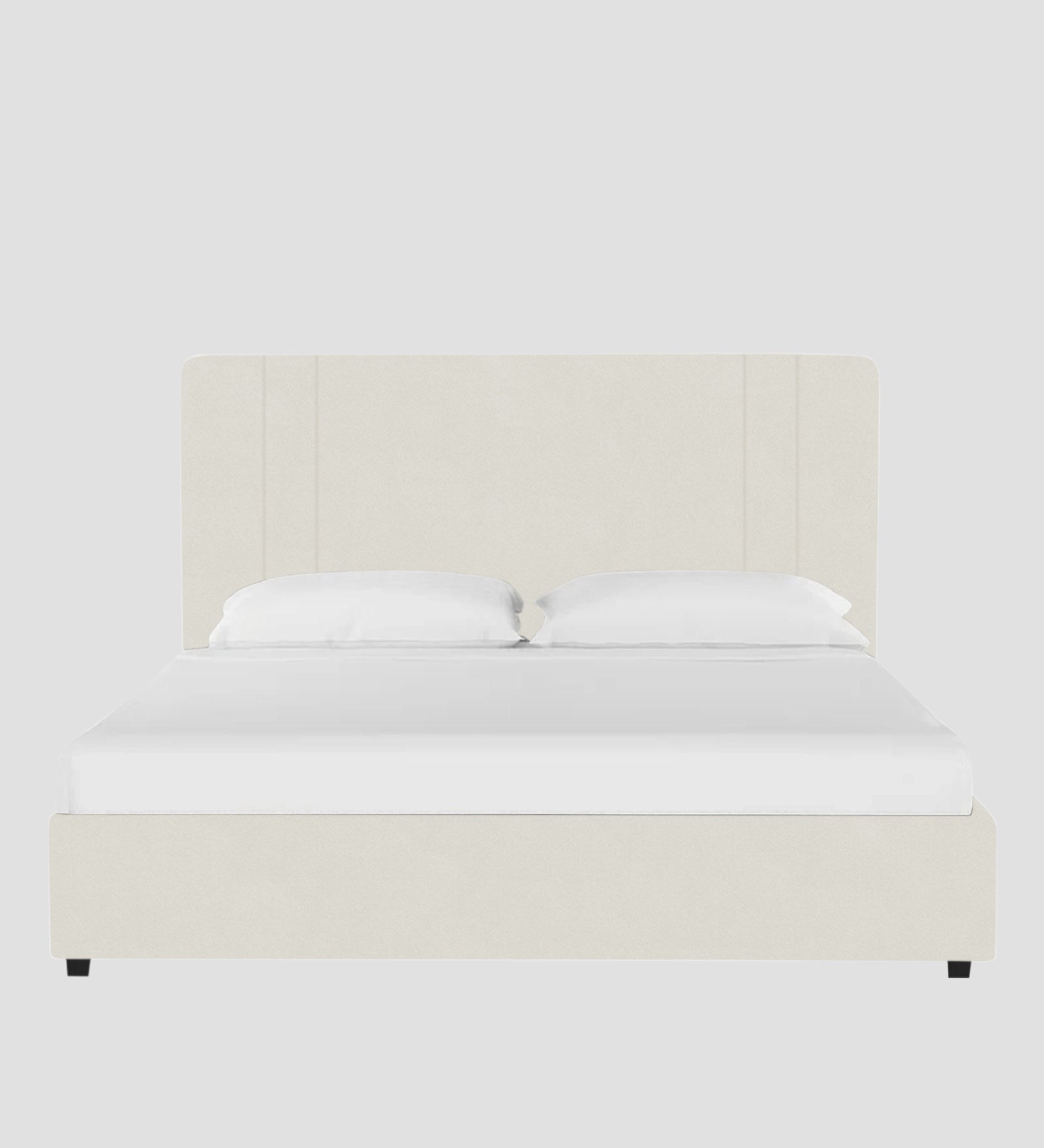 Asyra Velvet Upholstered King Size Bed In Warm White Colour With Box Storage - Febonic Living