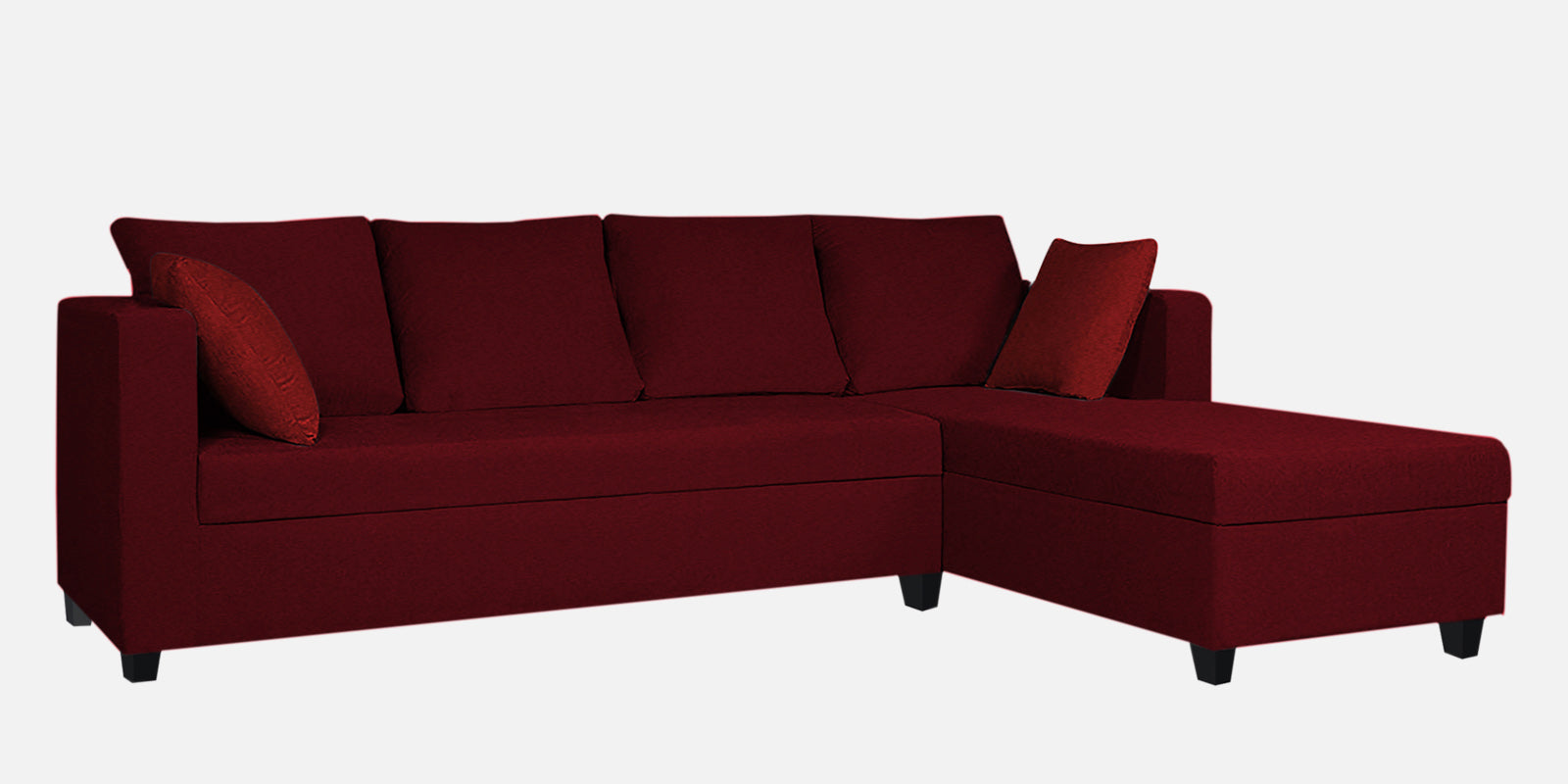 Nebula Fabric LHS Sectional Sofa (3+Lounger) In Ruby Red Colour - Febonic Living