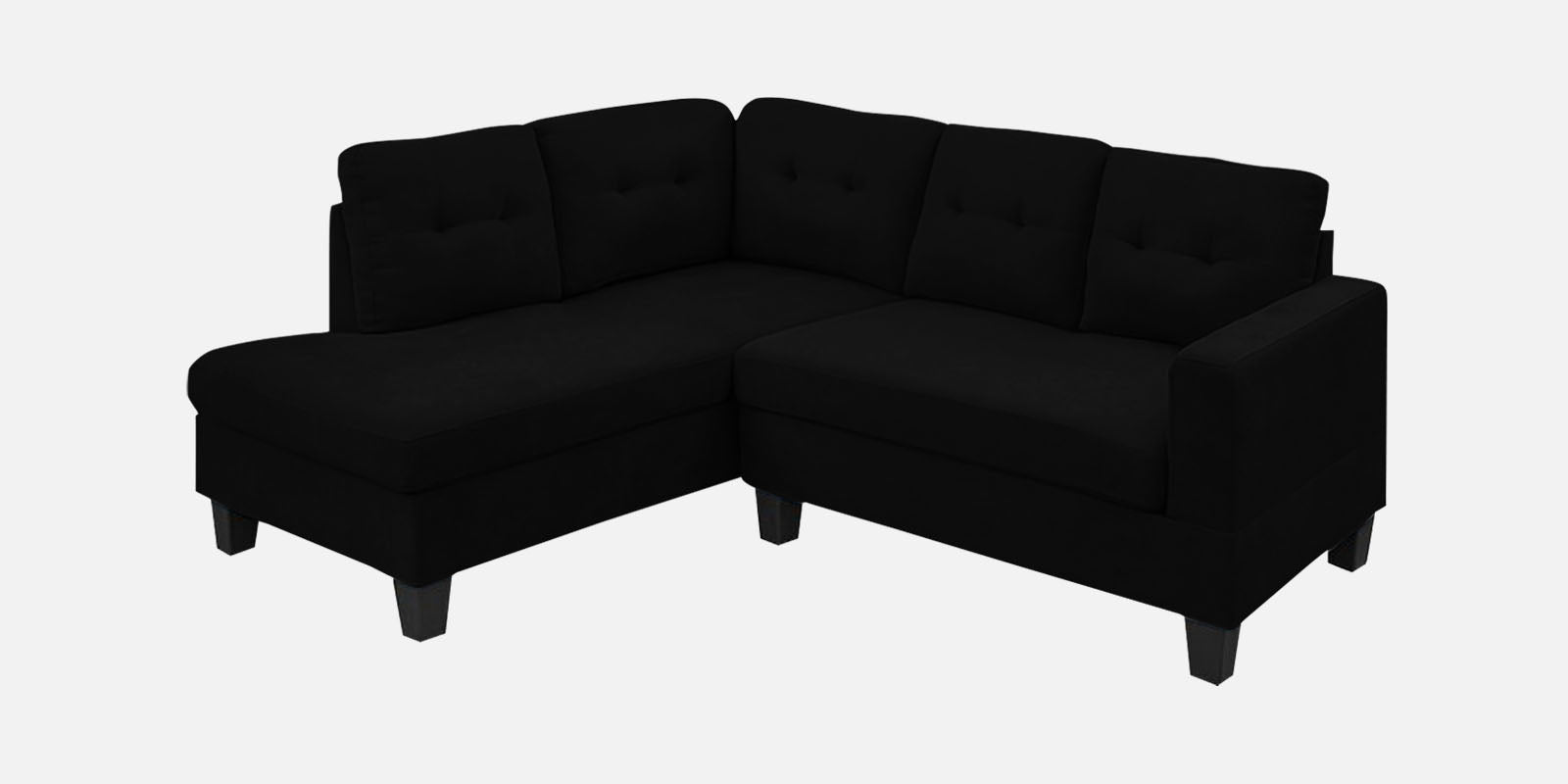 Thomas Fabric RHS Sectional Sofa (2+Lounger) In Zed Black Colour - Febonic Living