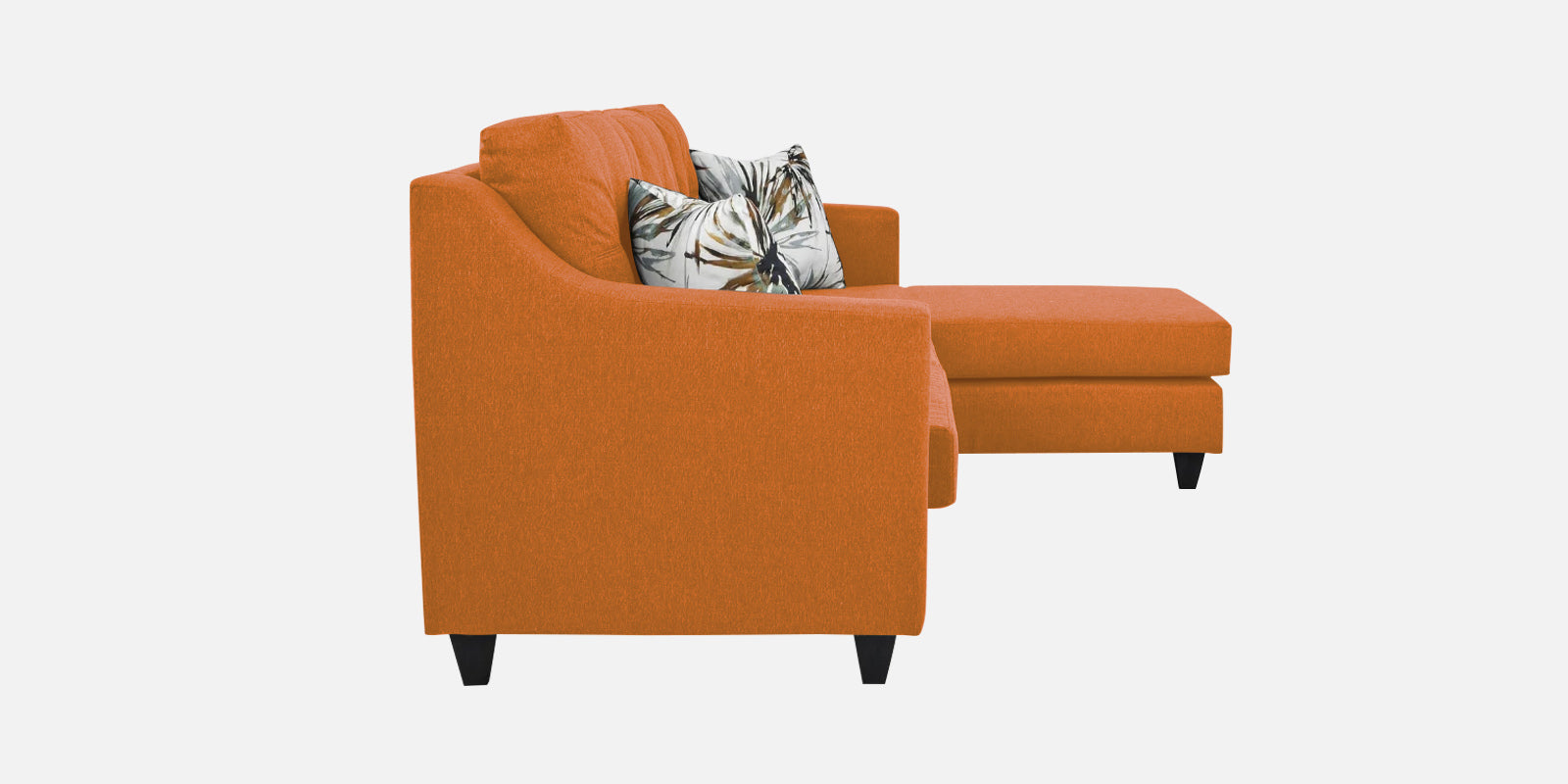 Welly Fabric LHS Sectional Sofa (3+Lounger) In Dark Orange Colour - Febonic Living
