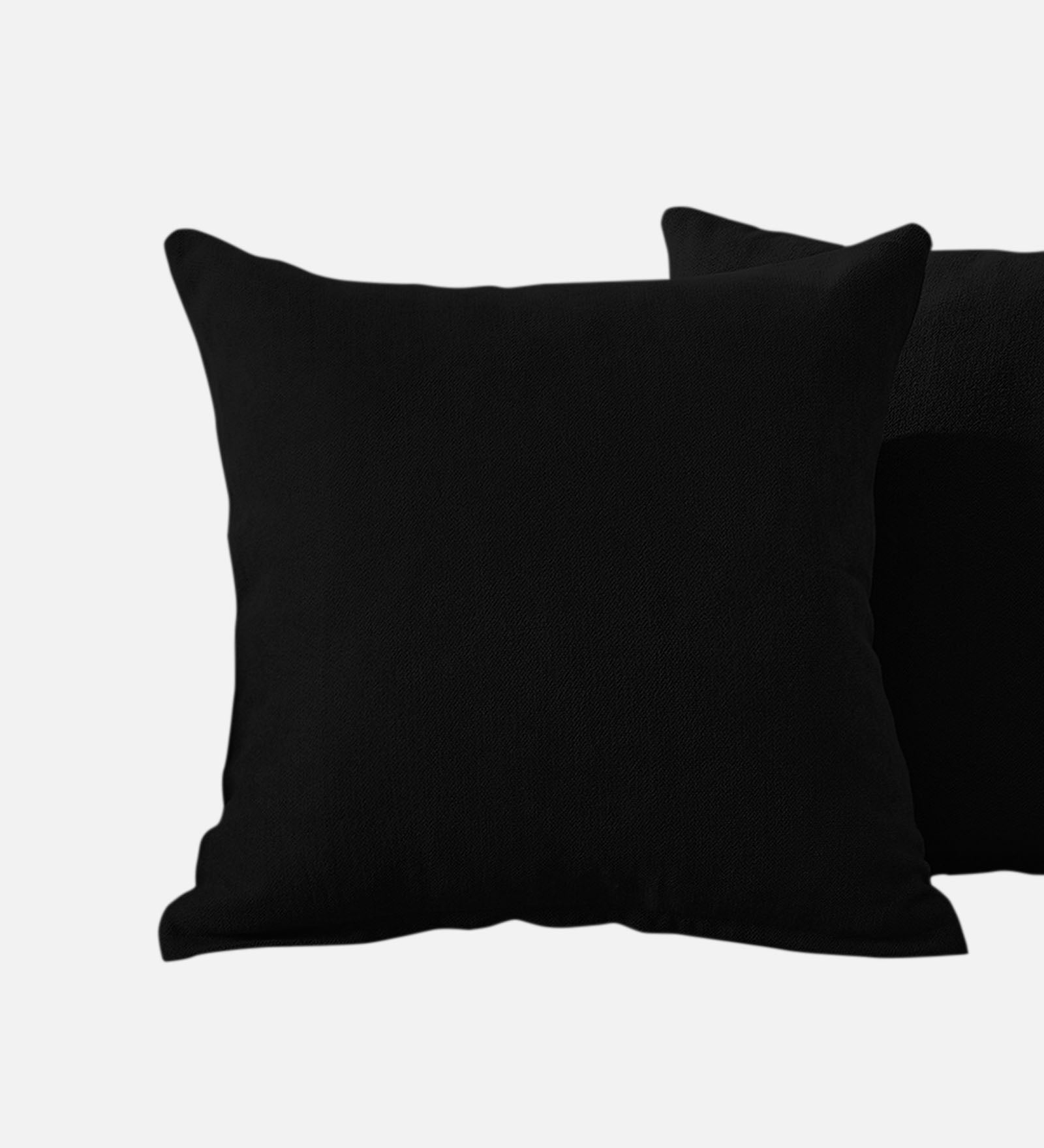 Kaya Fabric Geometric 20x20 inches Cushion + Covers (Pack of 2) In Zed Black Colour - Febonic Living