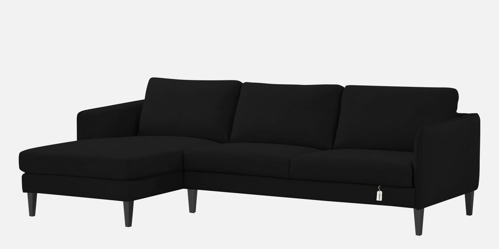 Piku Fabric RHS Sectional Sofa (3+Lounger) In Zed Black Colour - Febonic Living