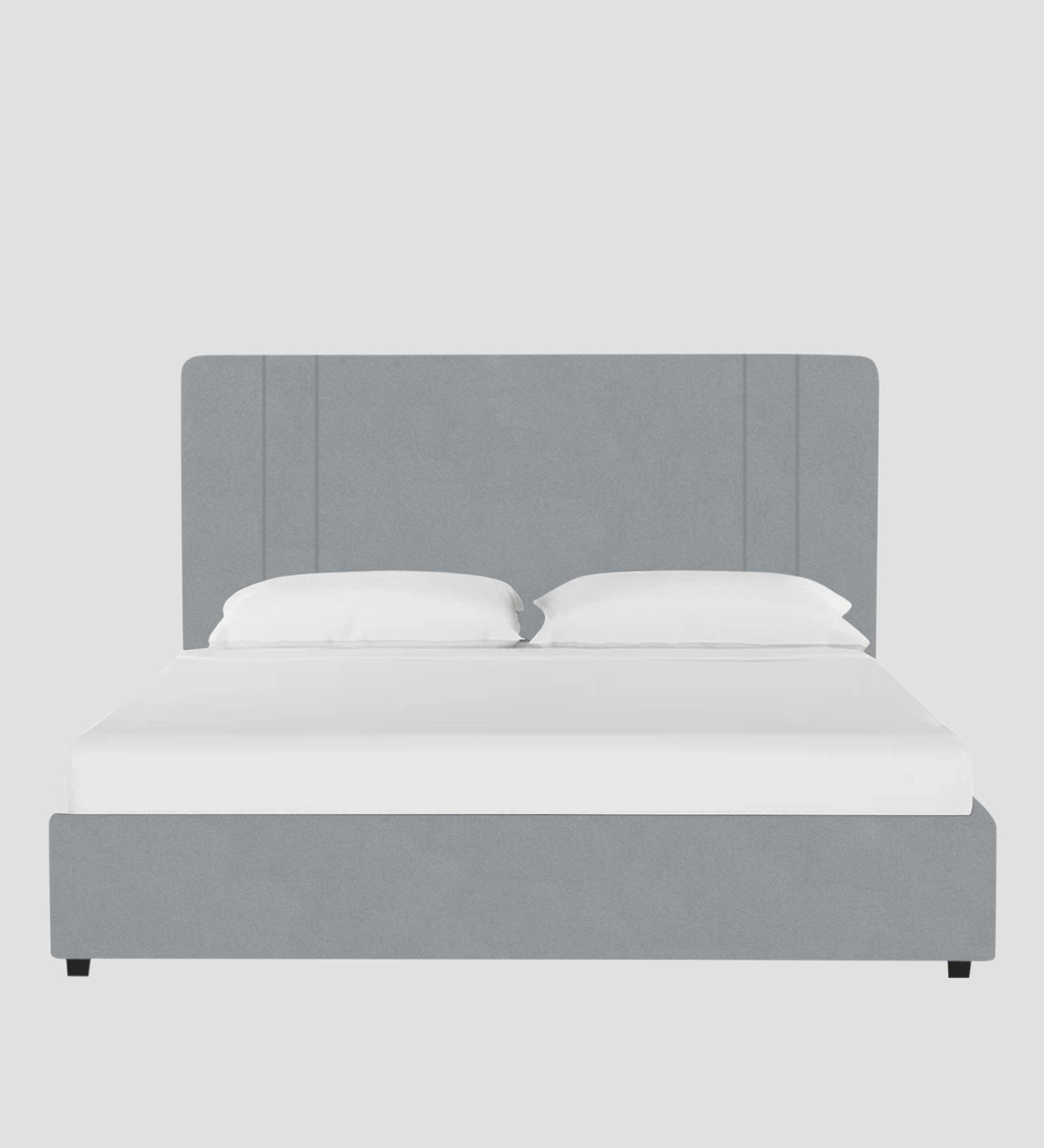 Asyra Velvet Queen Size Bed in Concrete Grey Colour With Box Storage - Febonic Living