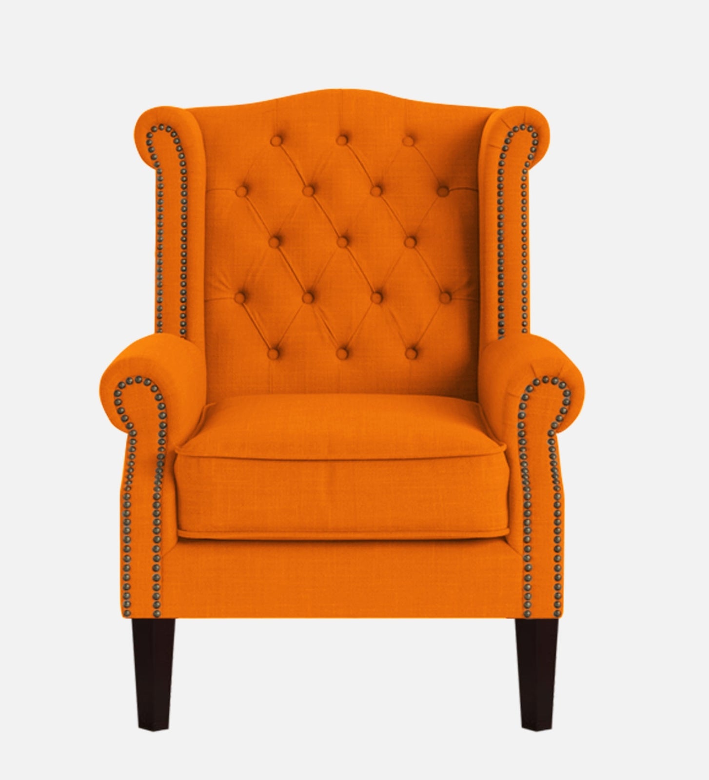 Nottage Fabric Wing Chair In Vivid Orange Colour - Febonic Living