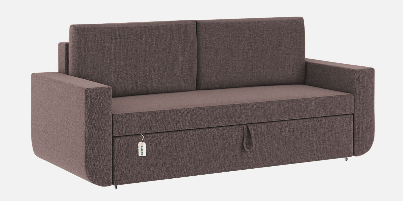 Grace Fabric 3 Seater Pull Out Sofa Cum Bed In Caspa Brown Colour With Storage - Febonic Living
