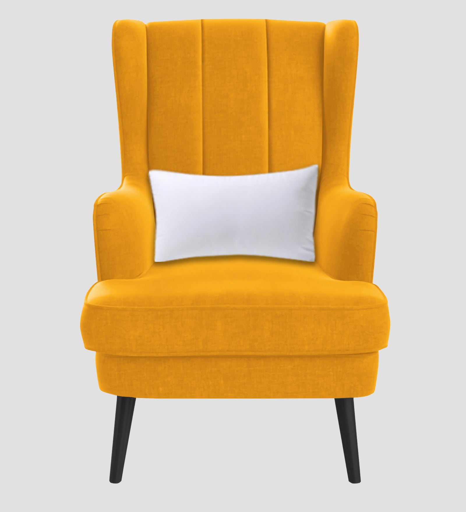 Niya Velvet Wing Chair In Safforn Yellow Colour - Febonic Living