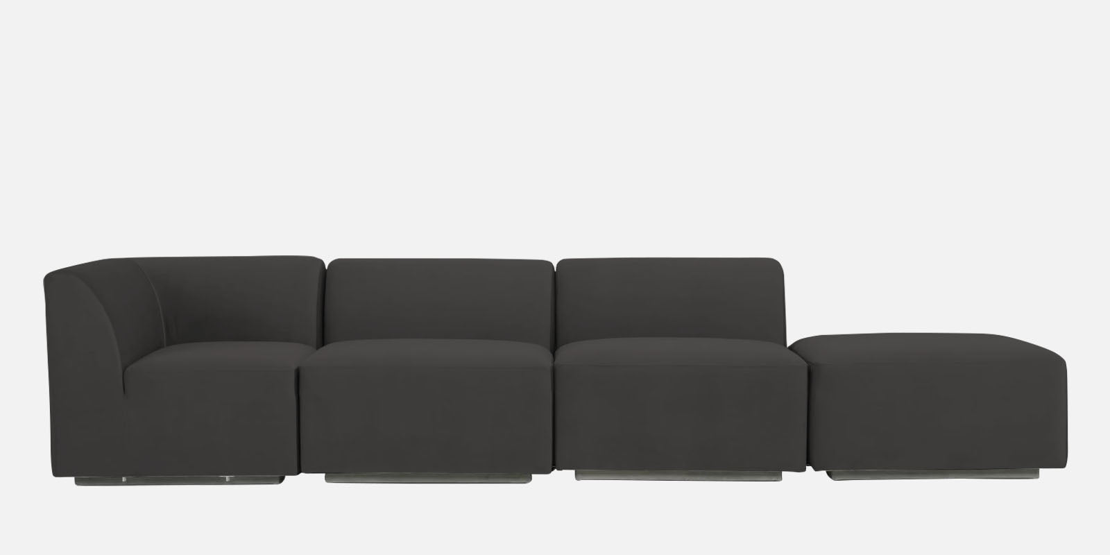 Bufa Velvet RHS Sectional Sofa In Hory Grey Colour With Ottoman - Febonic Living
