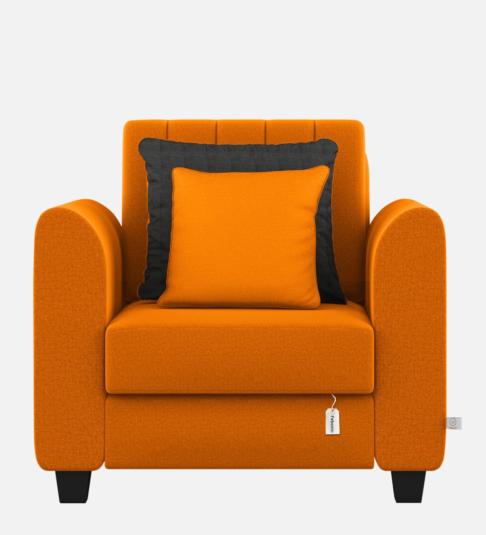 Cosmic Fabric 1 Seater Sofa In Vivid Orange Colour - Febonic Living