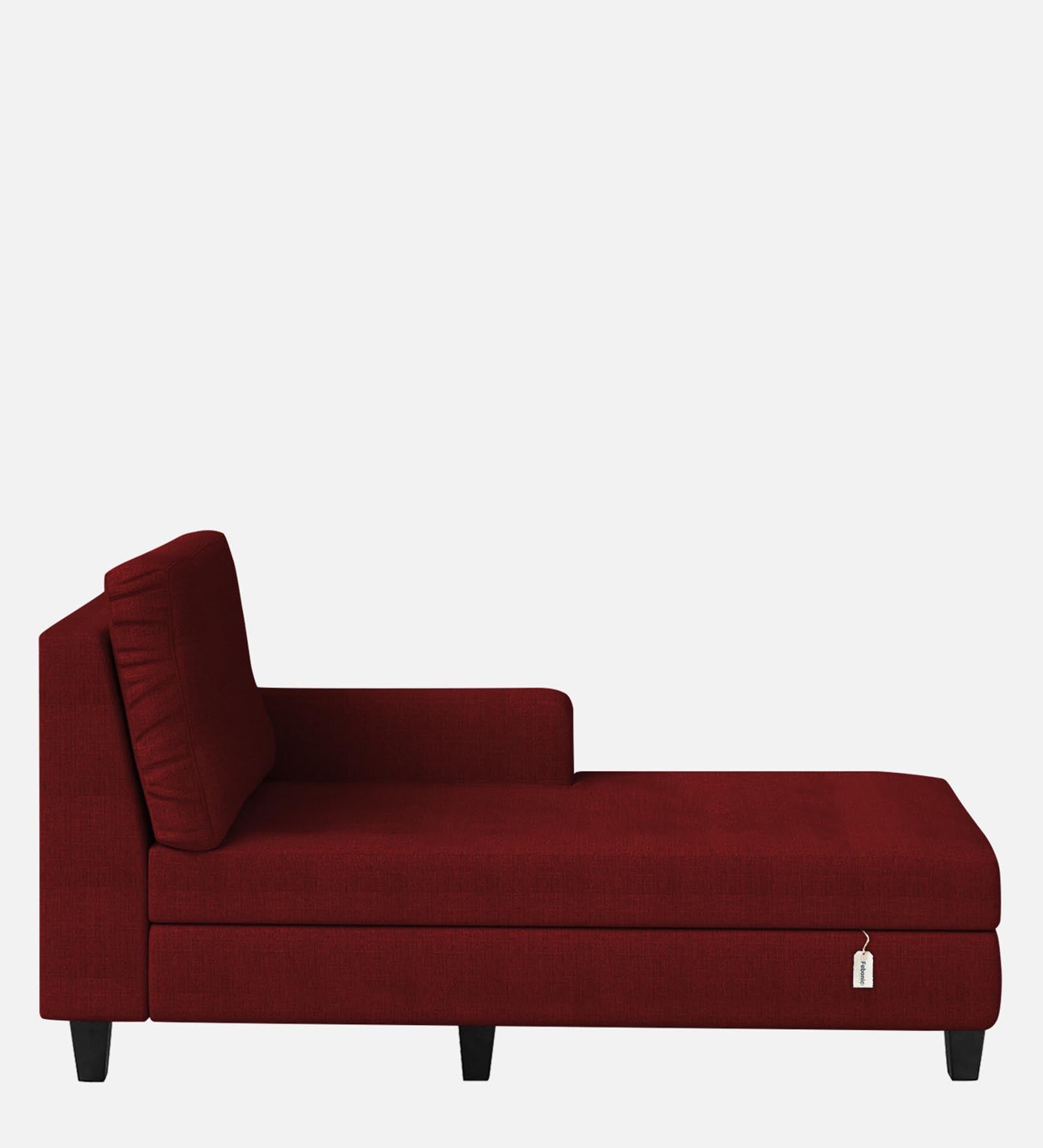 Royee Fabric RHS Chaise Lounger In Blood Maroon Colour With Storage - Febonic Living