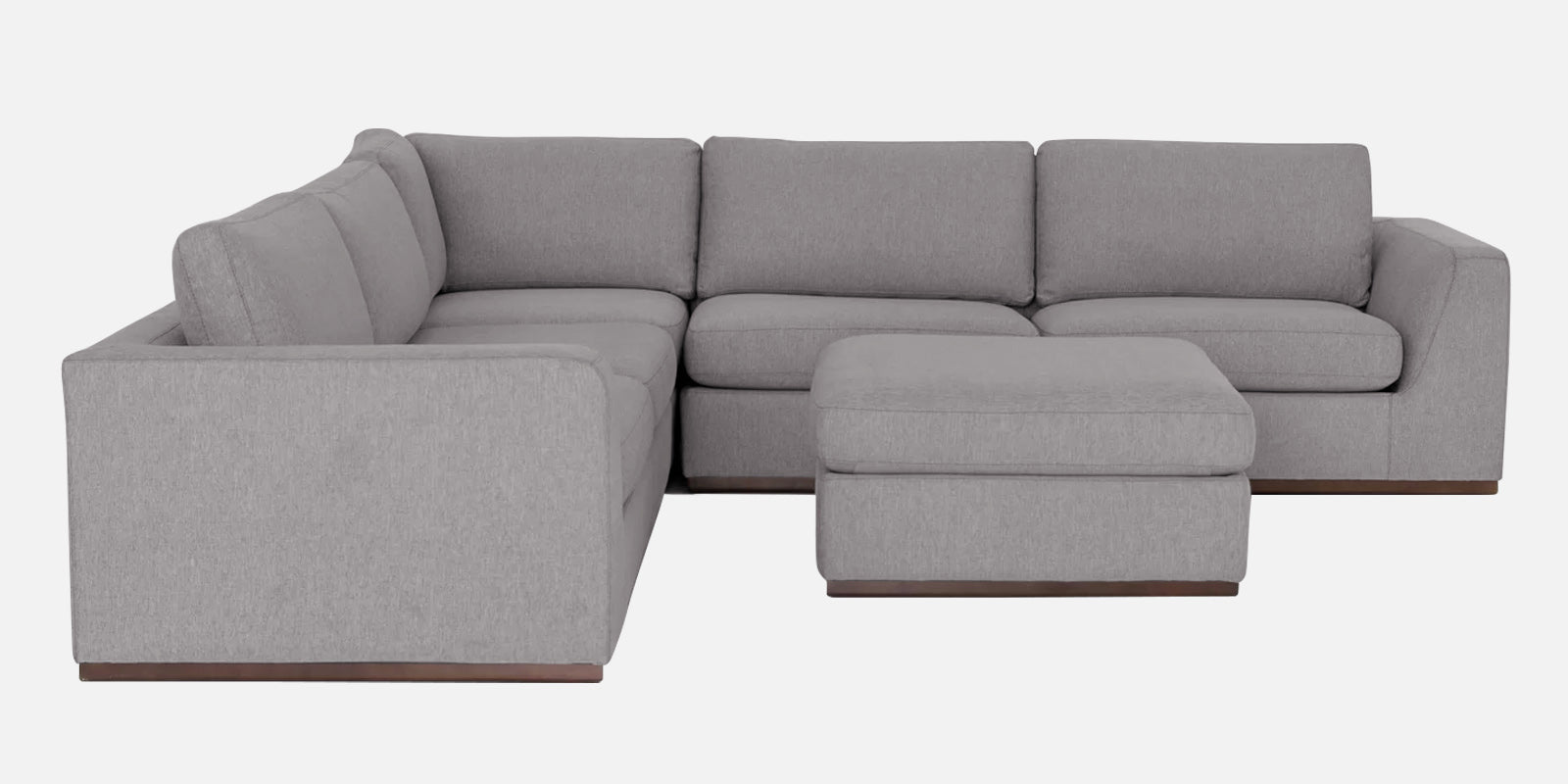 Freedom Velvet 6 Seater LHS Corner Sofa In Concrete Grey Colour With Ottoman - Febonic Living