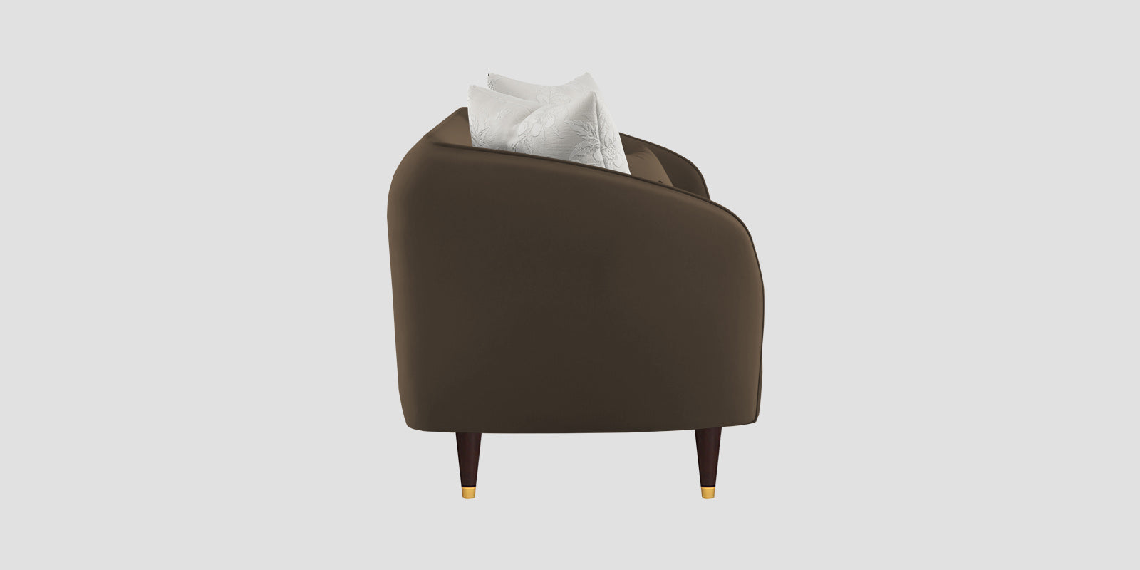 Hairo Velvet 3 Seater Sofa In Shade Brown Colour