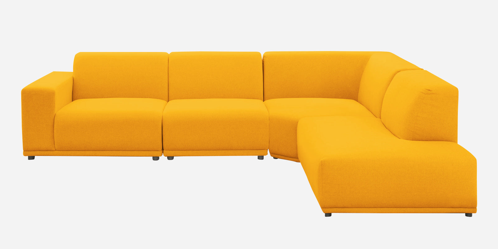 Adam Fabric RHS Sectional Sofa (3+Ottoman Lounger) In Bold Yellow Colour - Febonic Living