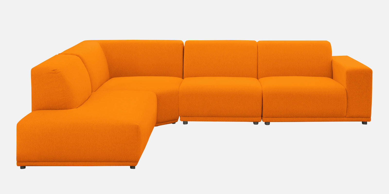 Adam Fabric LHS Sectional Sofa (3+Ottoman Lounger) In Vivid Orange Colour - Febonic Living