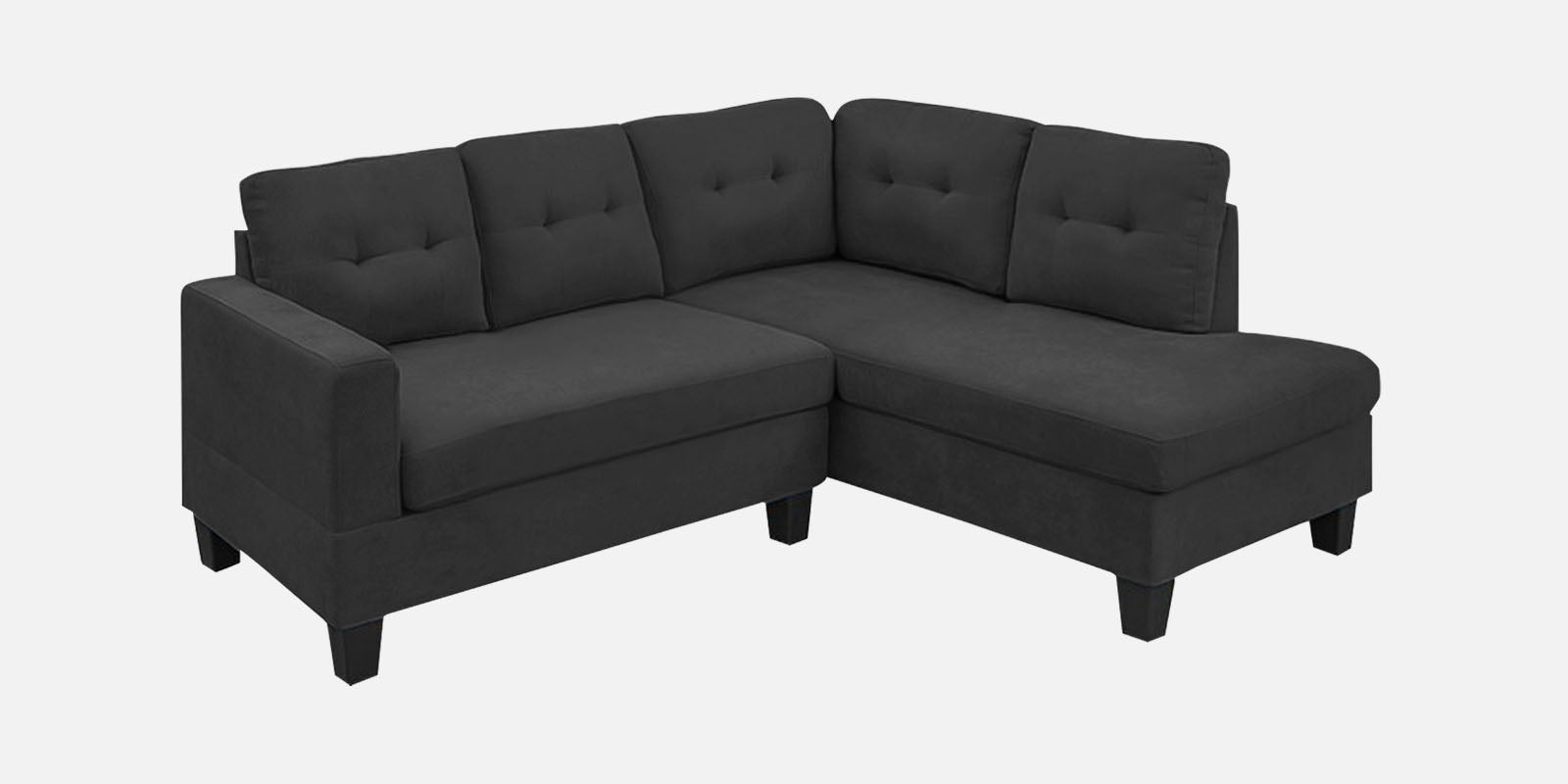 Thomas Fabric LHS Sectional Sofa (2+Lounger) In Charcoal Grey Colour - Febonic Living