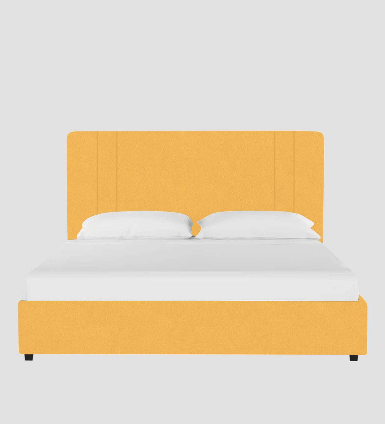 Asyra Velvet Upholstered King Size Bed In Turmeric Yellow Colour With Box Storage - Febonic Living