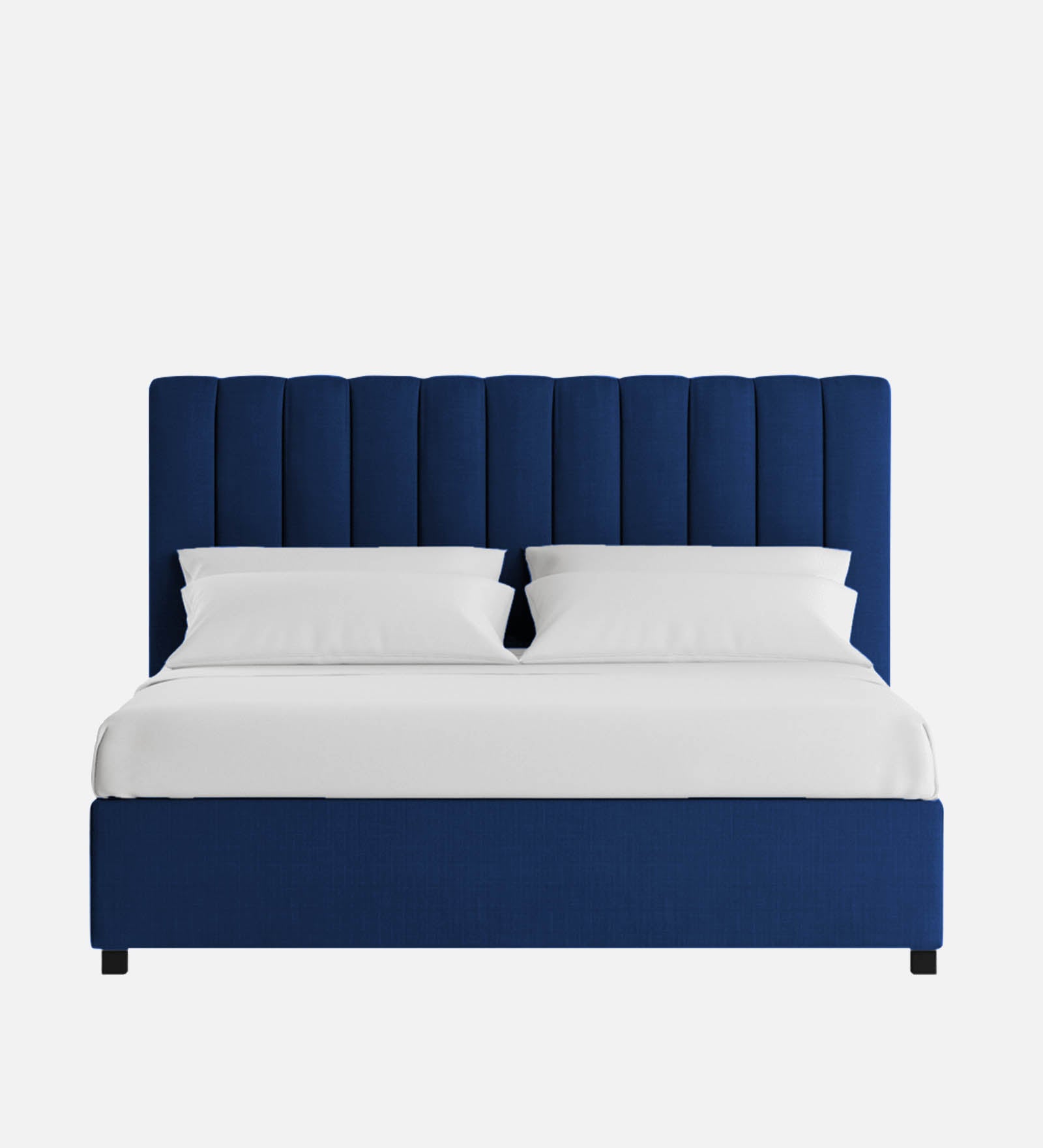 Nivi Fabric Upholstered Queen Size Bed In Royal Blue Colour With Drawer Storage - Febonic Living