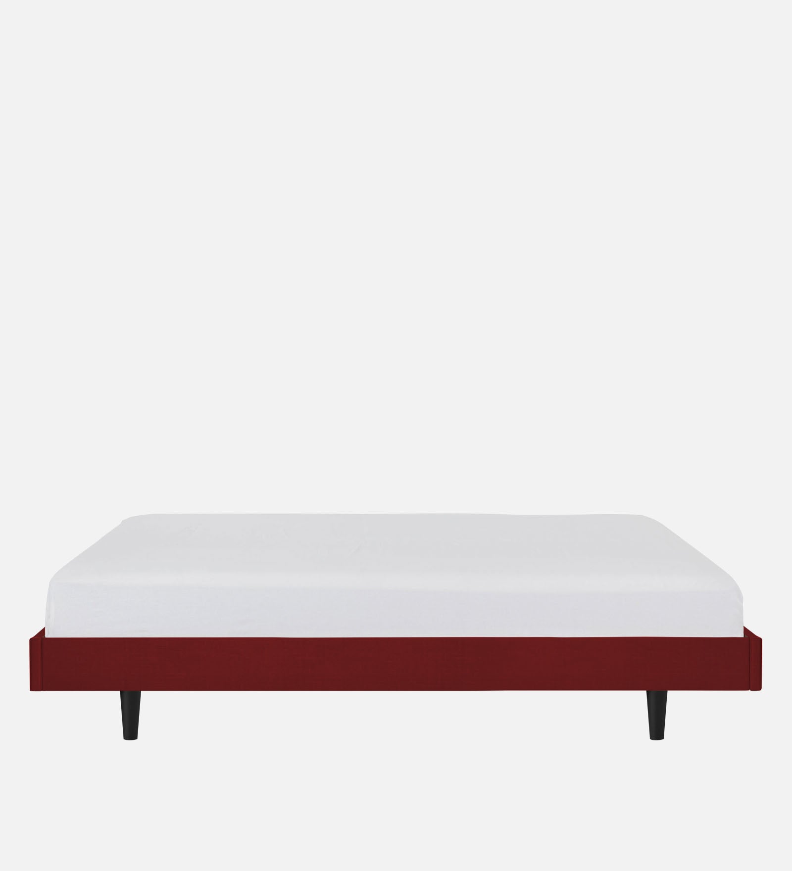 Basi Fabric Queen Size Bed In Blood Maroon Colour