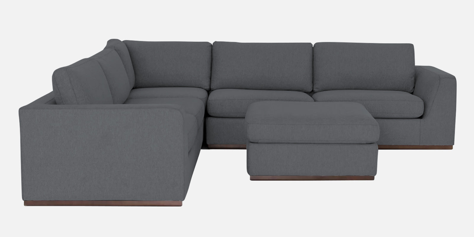 Freedom Velvet 6 Seater LHS Corner Sofa In Pubble Grey Colour With Ottoman - Febonic Living