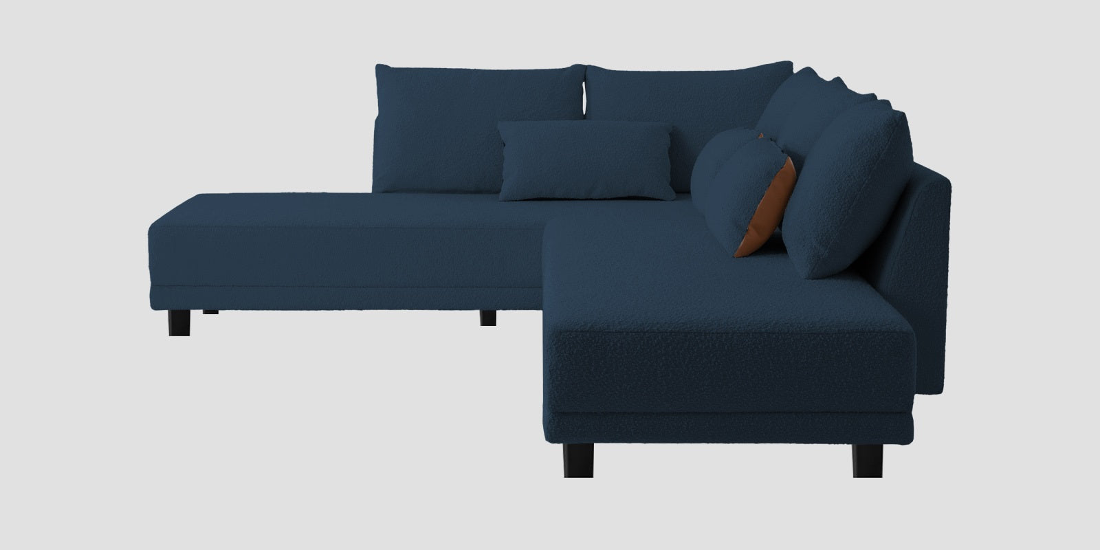 Ira Boucle Fabric RHS 6 Seater Convertible Sofa Cum Bed In Classic Blue Colour - Febonic Living