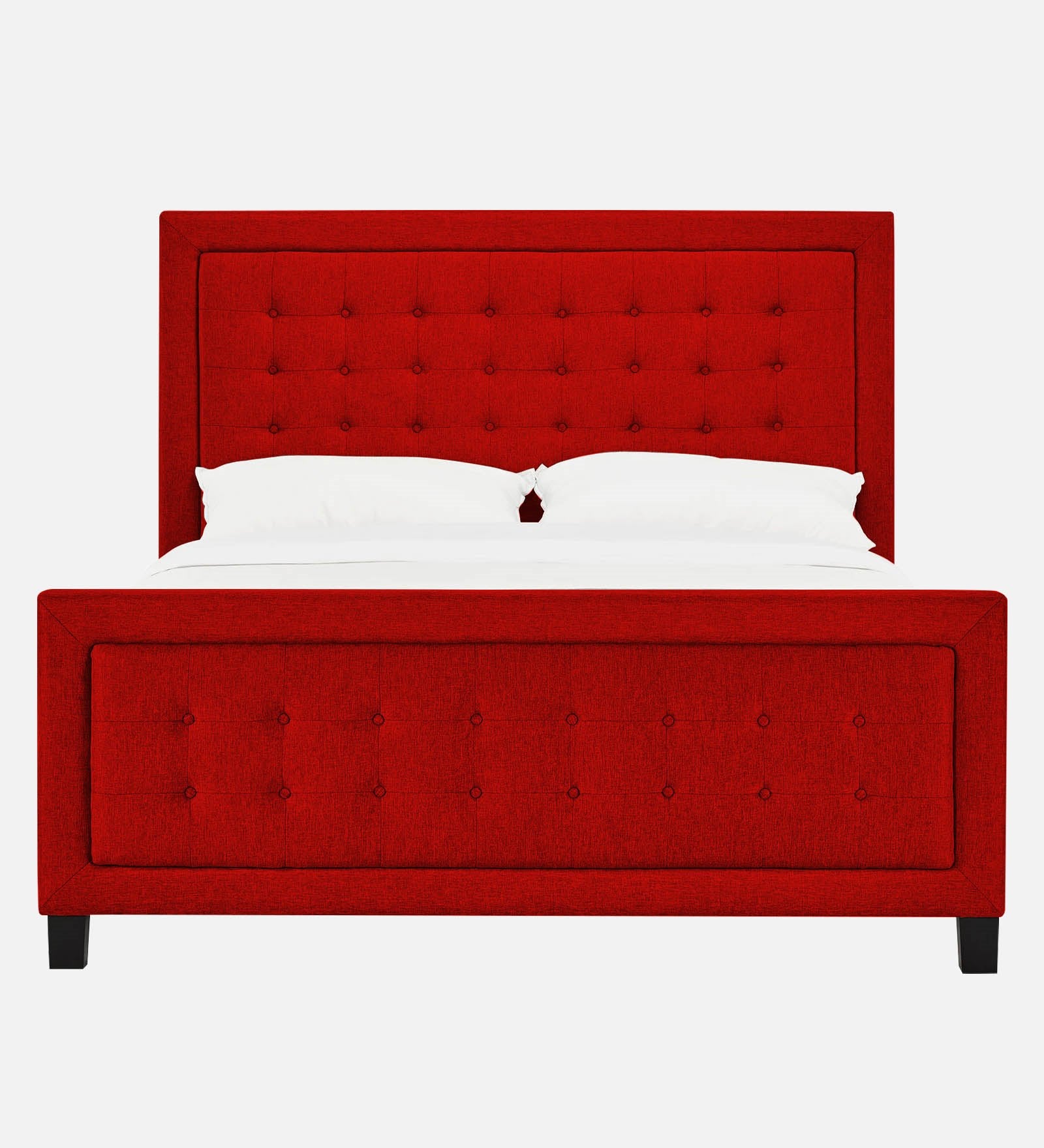 Kaster Fabric Upholstered Queen Size Bed In Ruby Red Colour - Febonic Living