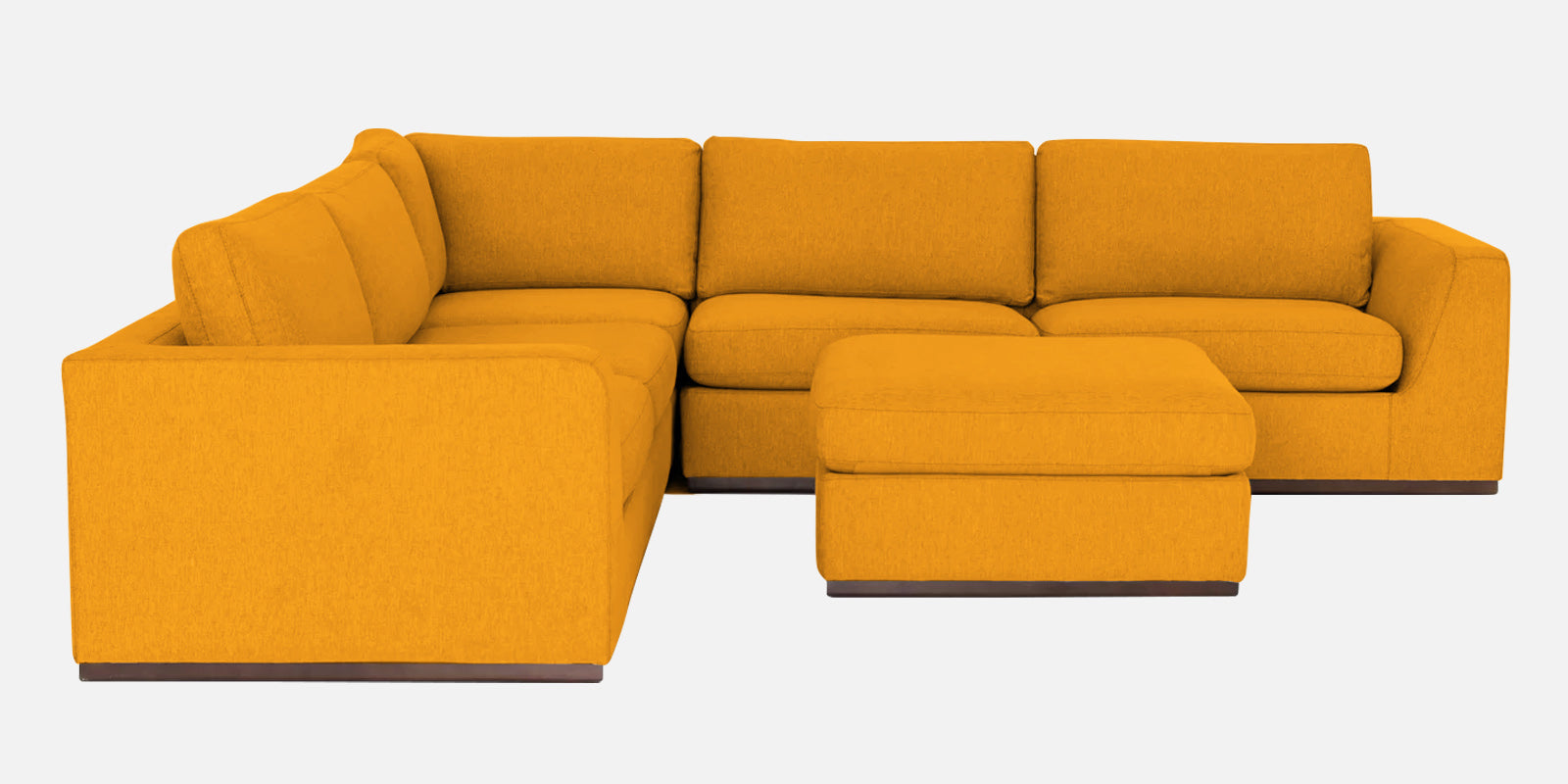 Freedom Velvet 6 Seater LHS Corner Sofa In Safforn Yellow Colour With Ottoman - Febonic Living