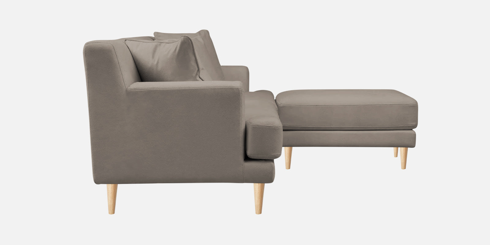 Woody Fabric LHS Sectional Sofa (3+Lounger) In Oat Beige Colour - Febonic Living