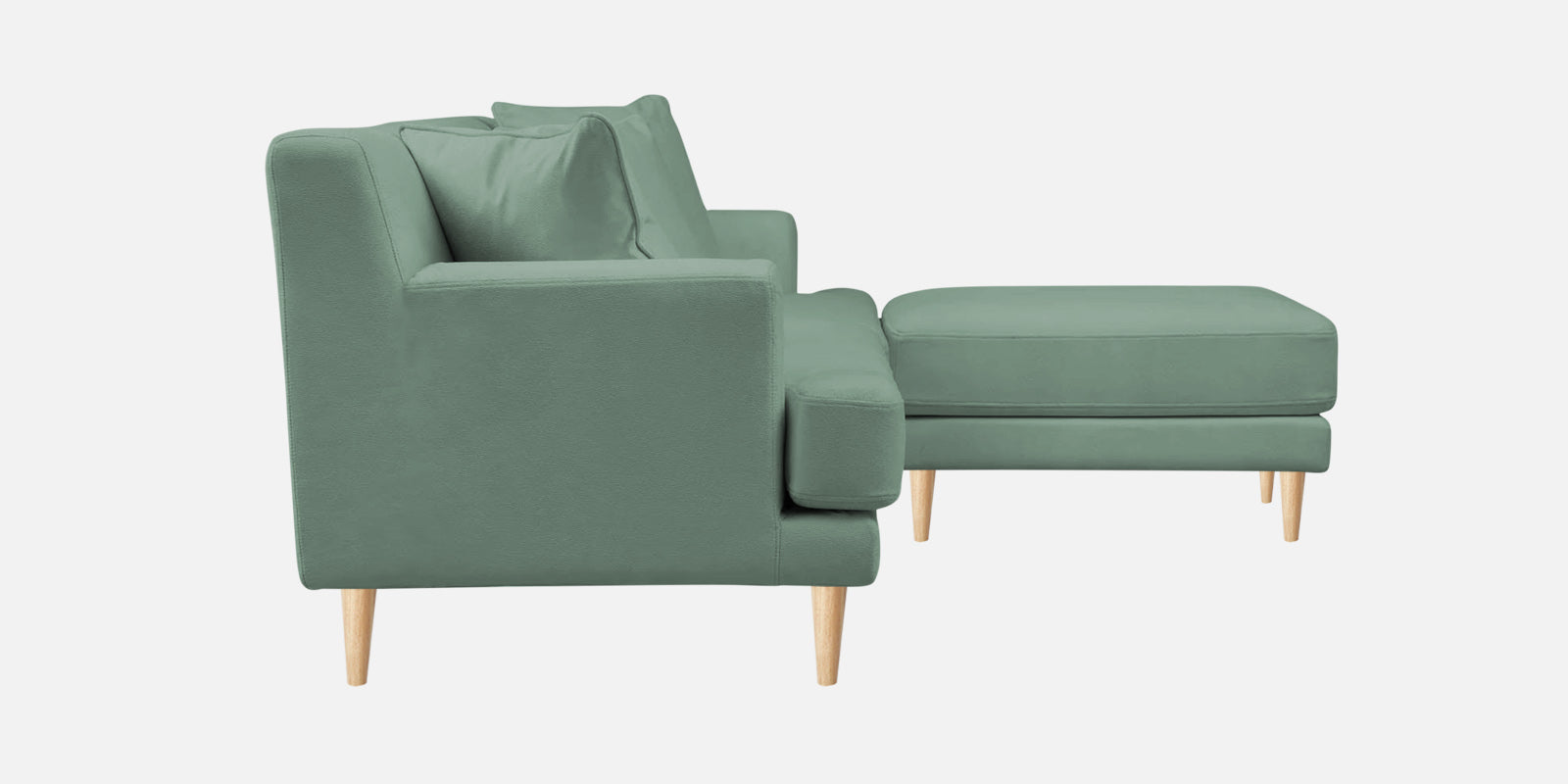 Woody Fabric LHS Sectional Sofa (3+Lounger) In Mist Blue Colour - Febonic Living