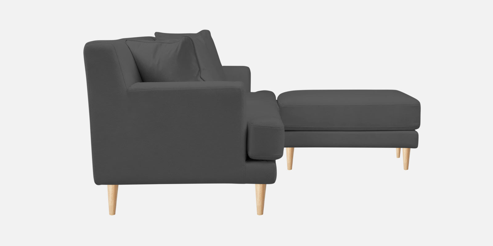 Woody Fabric LHS Sectional Sofa (3+Lounger) In Pure Grey Colour - Febonic Living