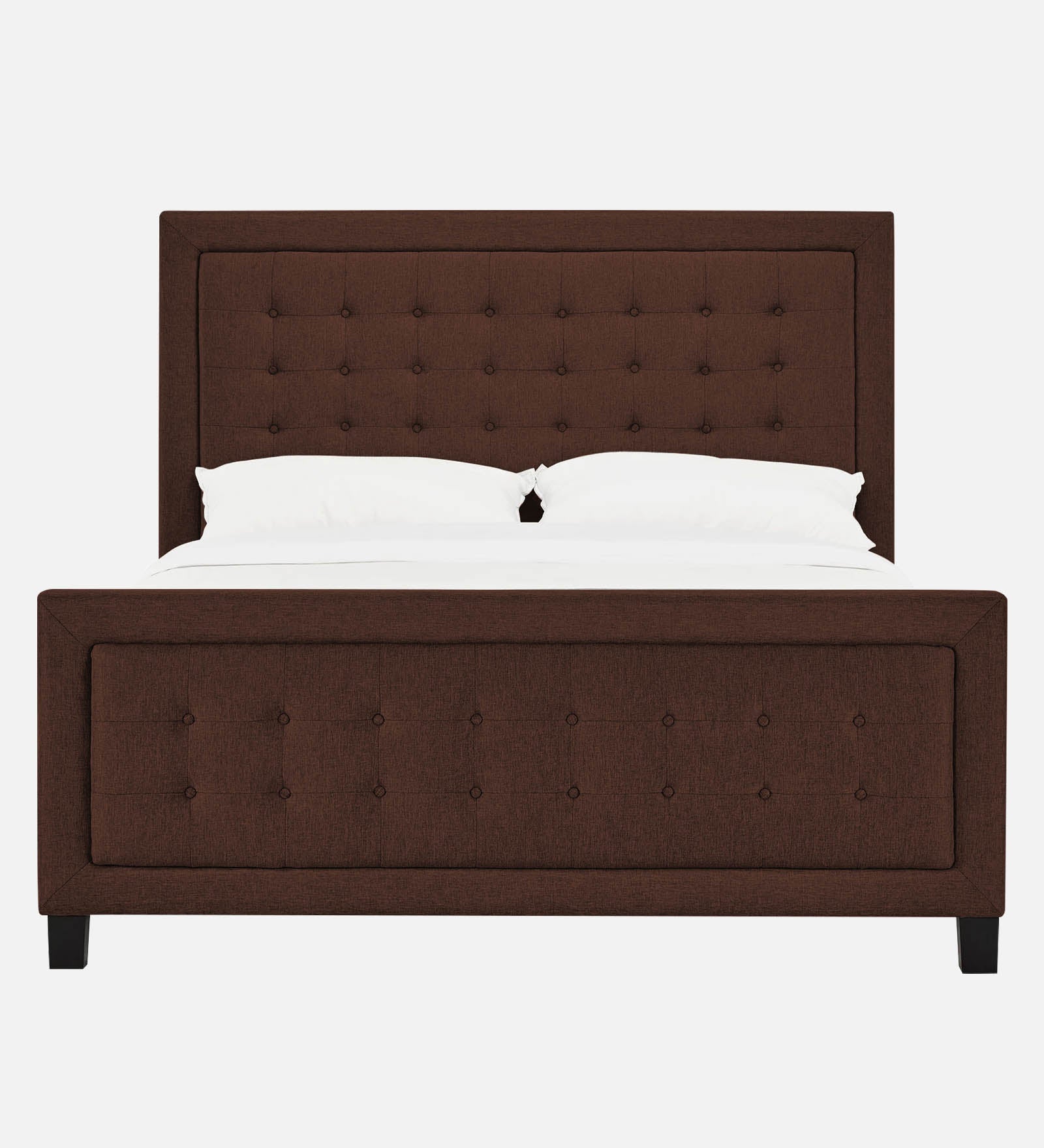 Kaster Fabric Queen Size Bed In Coffee Brown Colour - Febonic Living