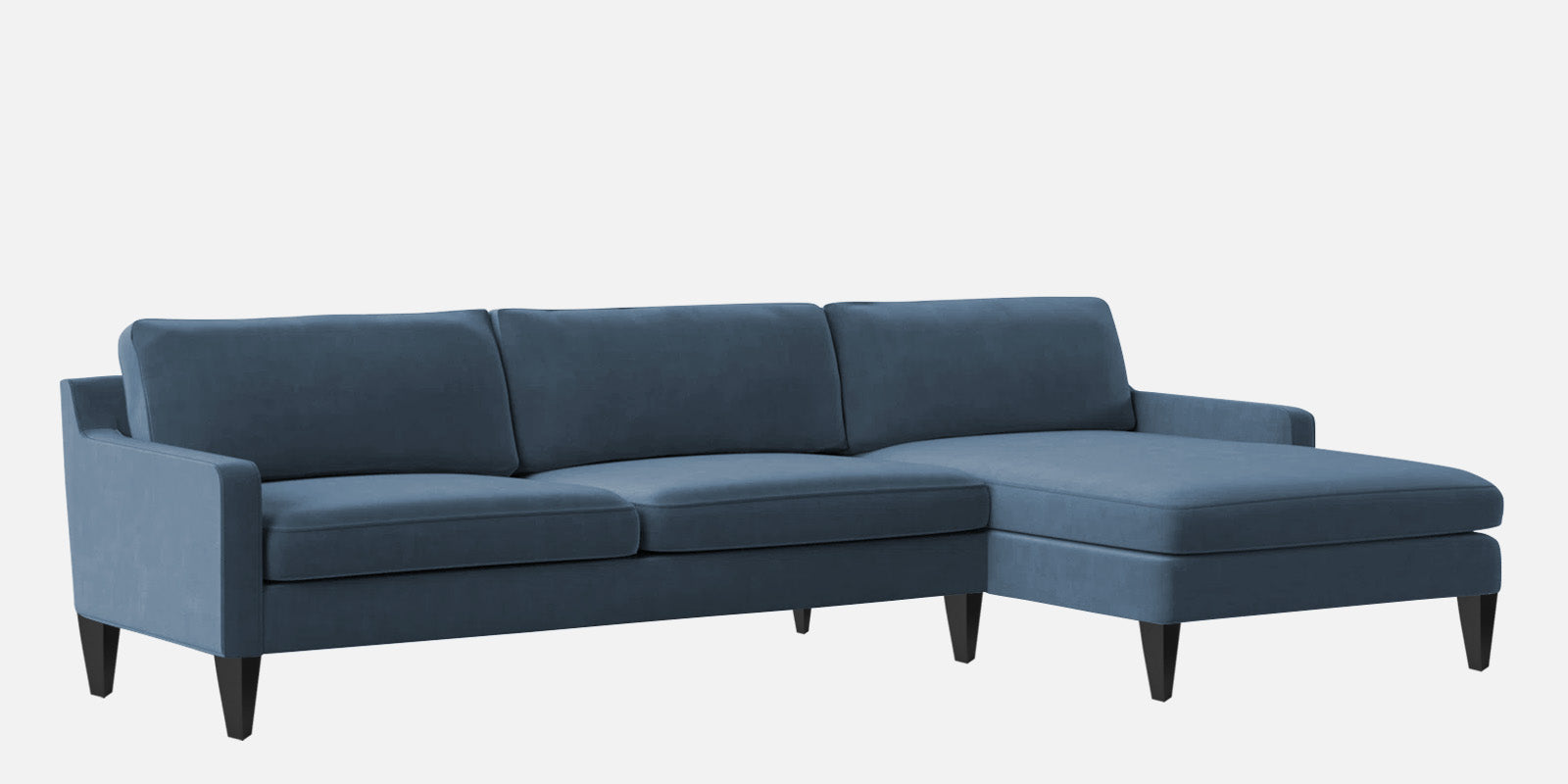 Jones Velvet LHS Sectional Sofa (3+Lounger) In Oxford Blue Colour - Febonic Living