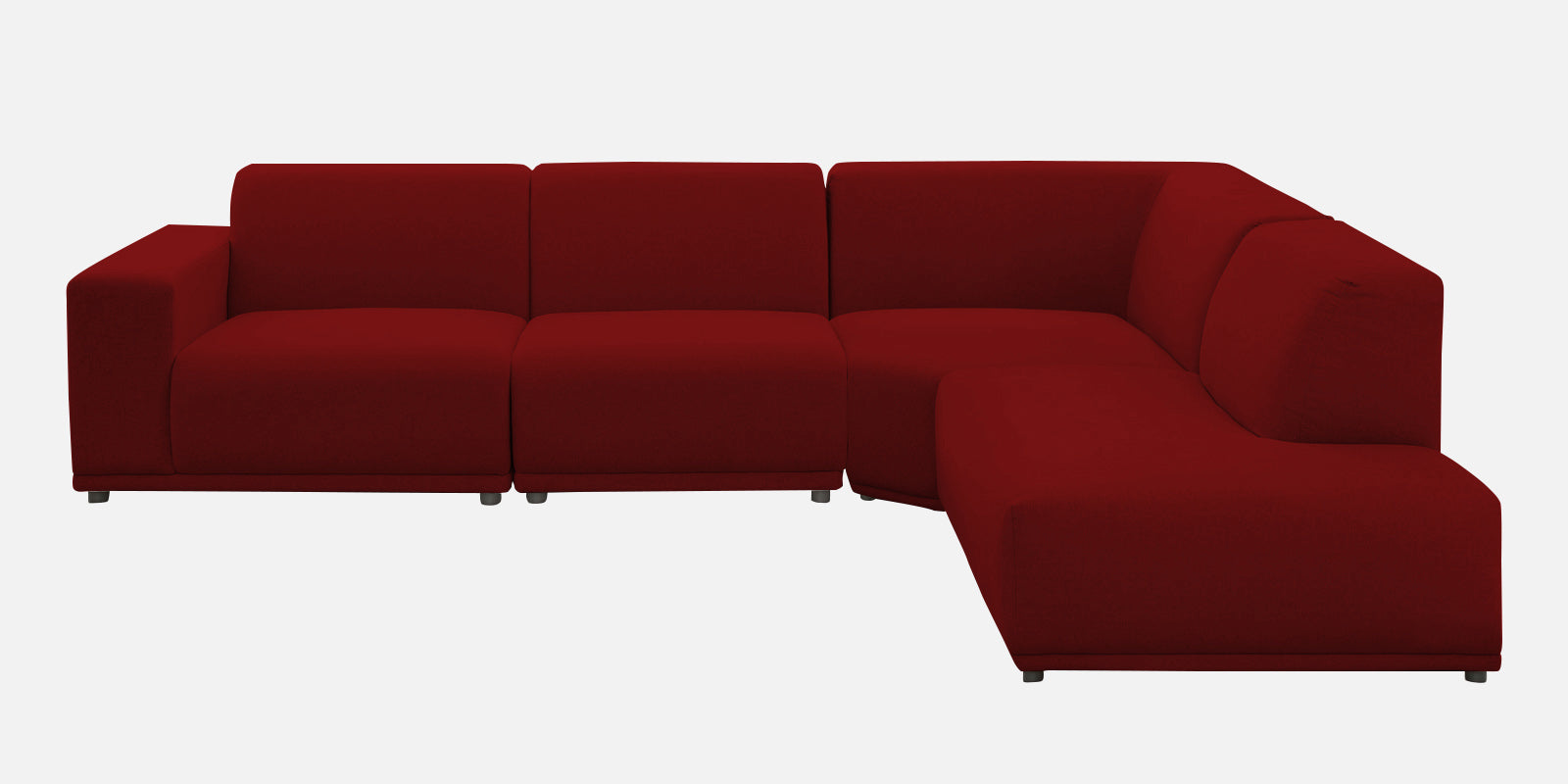 Adam Fabric RHS Sectional Sofa (3+Ottoman Lounger) In Blood Maroon Colour - Febonic Living