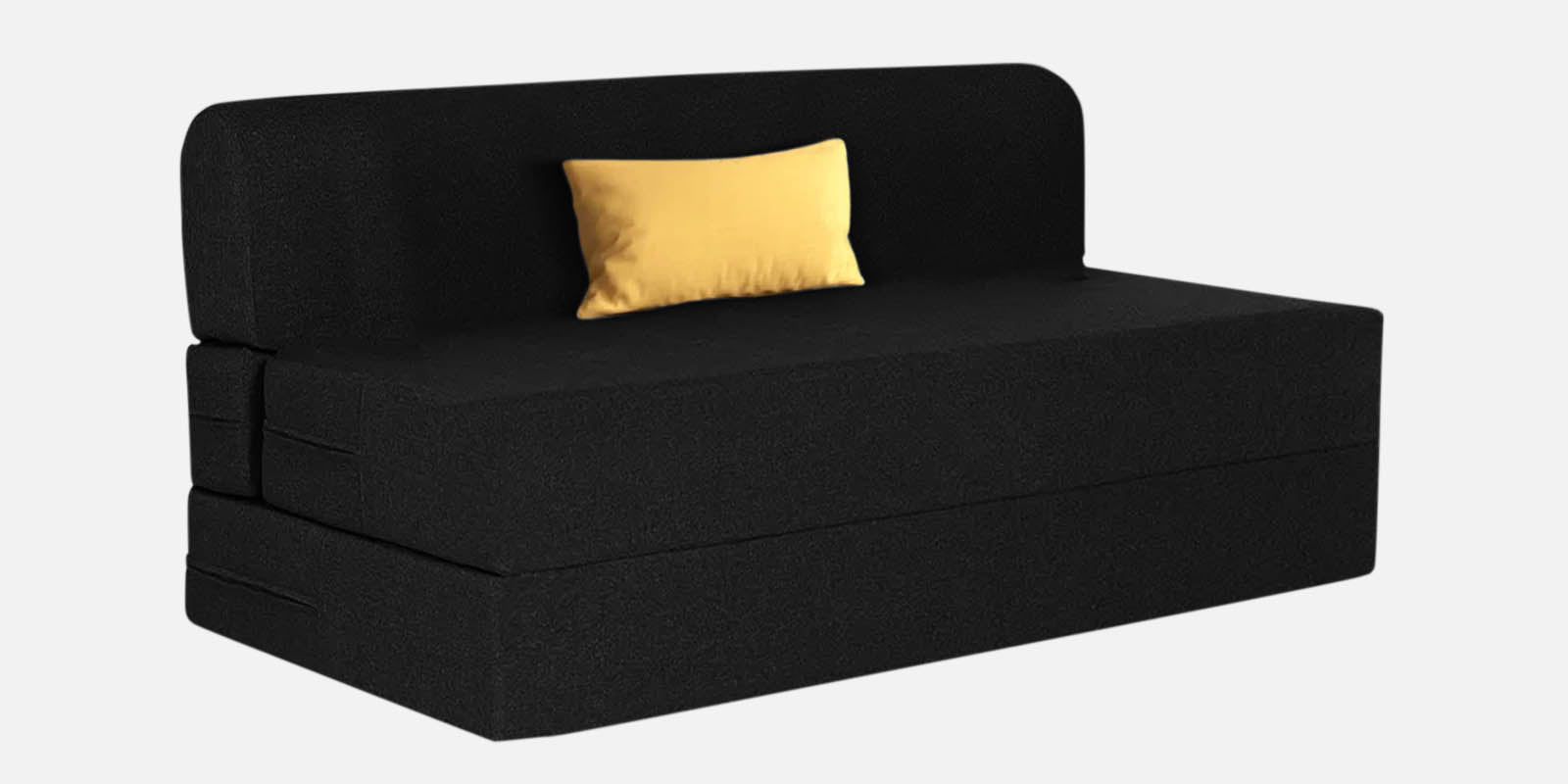 Fleepy Fabric 2 Seater Foldable Sofa Cum Bed In Zed Black Colour - Febonic Living