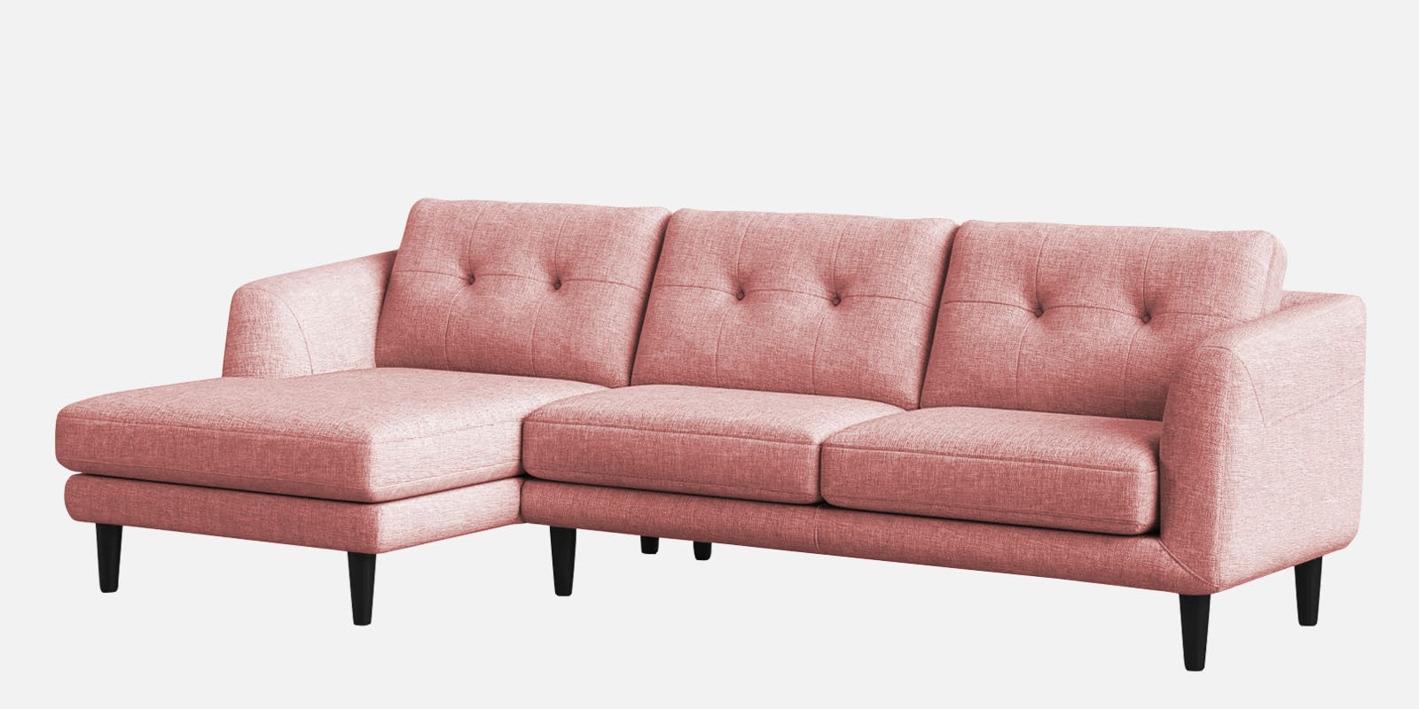 Natasha Velvet RHS Sectional Sofa (3+Lounger) In Millennial Pink Colour - Febonic Living
