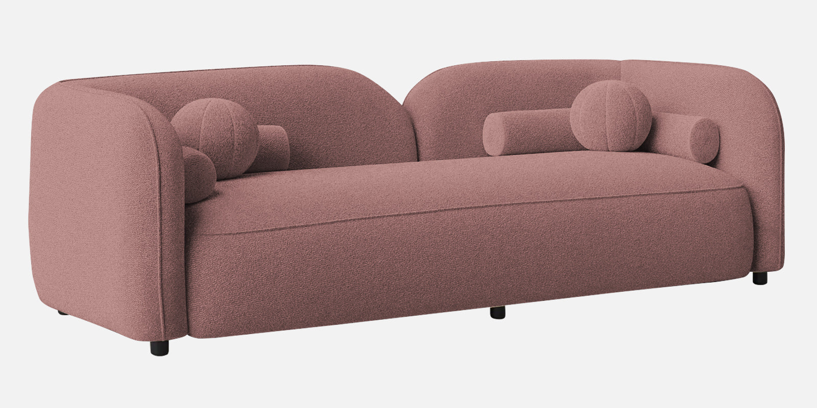 Corny Boucle Fabric 3 Seater Sofa In Rose Pink Colour - Febonic Living