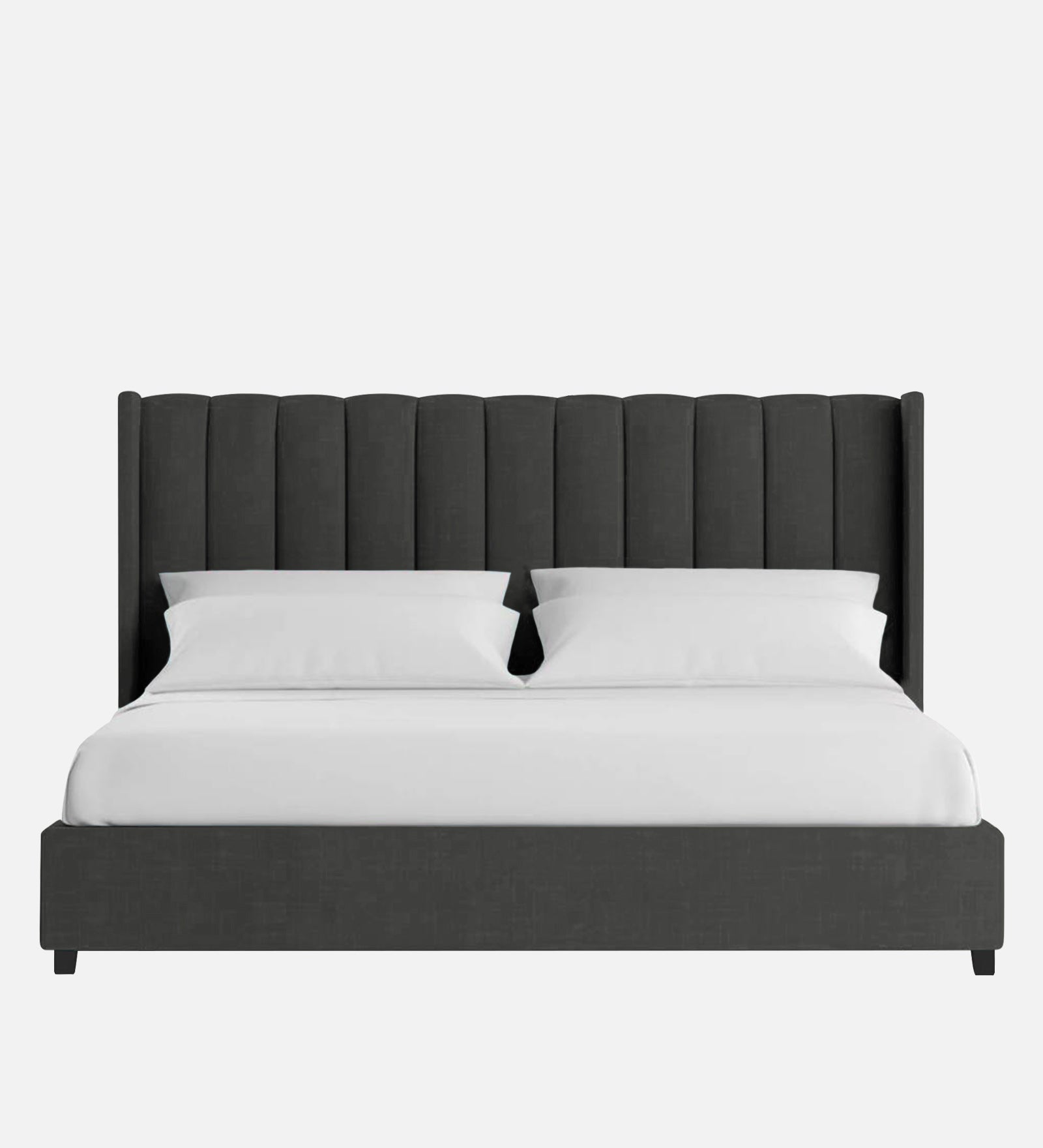 Colina Fabric Upholstered Queen Size Bed In Charcoal Grey Colour With Box Storage - Febonic Living
