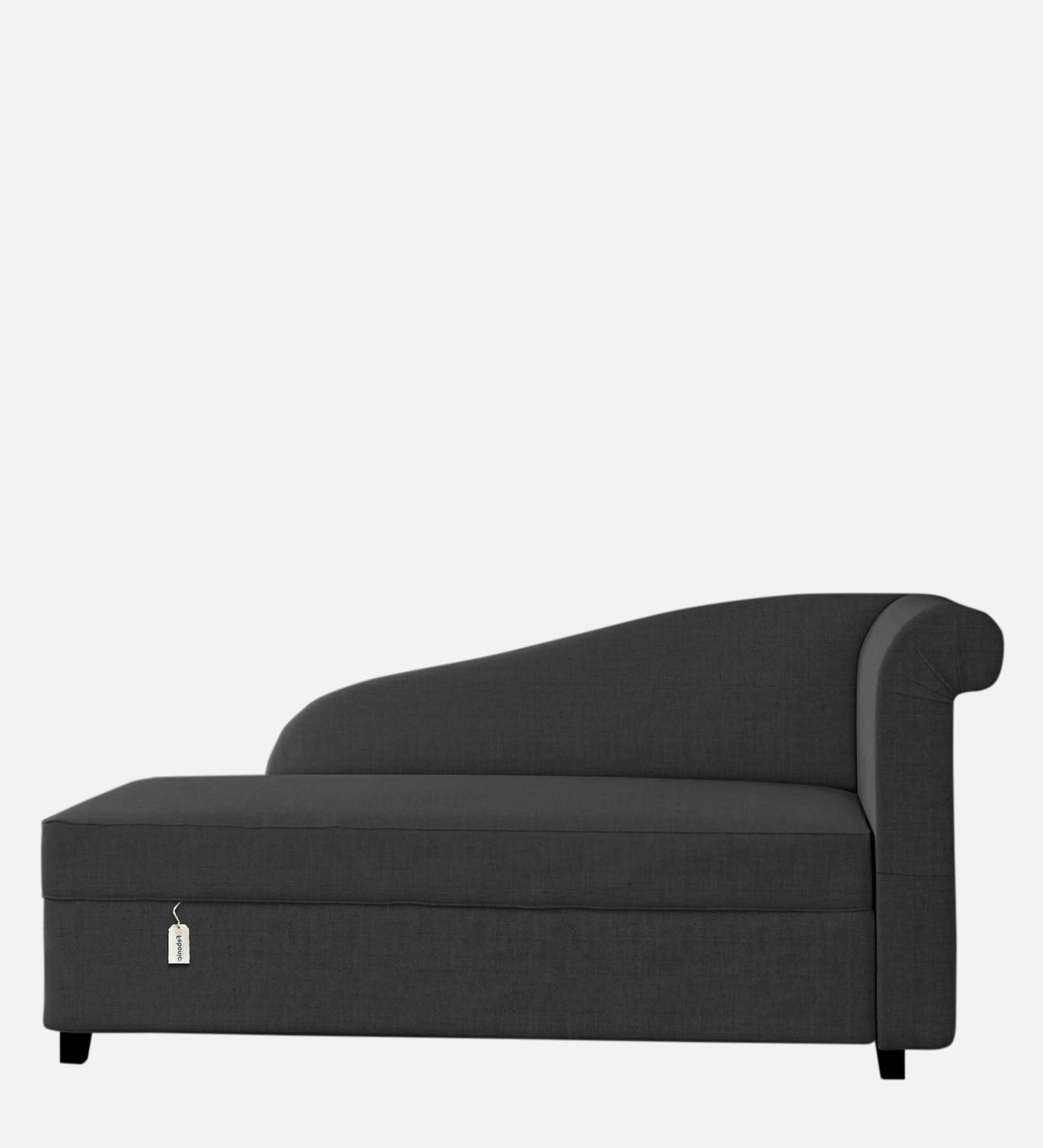 Toppy Fabric LHS Chaise Lounger In Charcoal Grey Colour With Storage - Febonic Living
