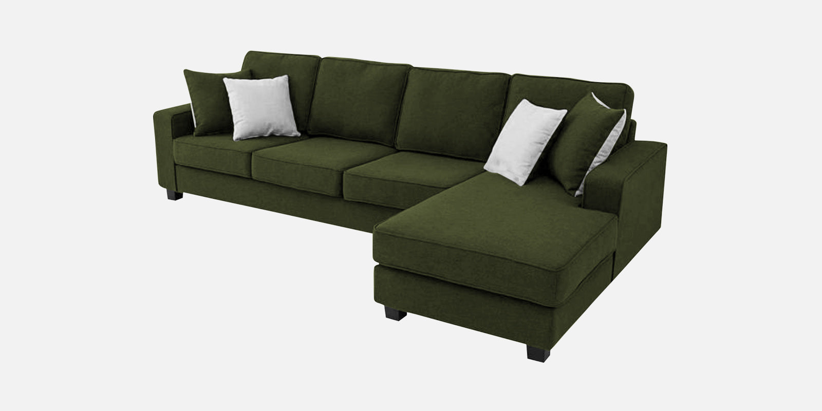 Ladybug Fabric LHS Sectional Sofa (3+Lounger) In Olive Green Colour - Febonic Living