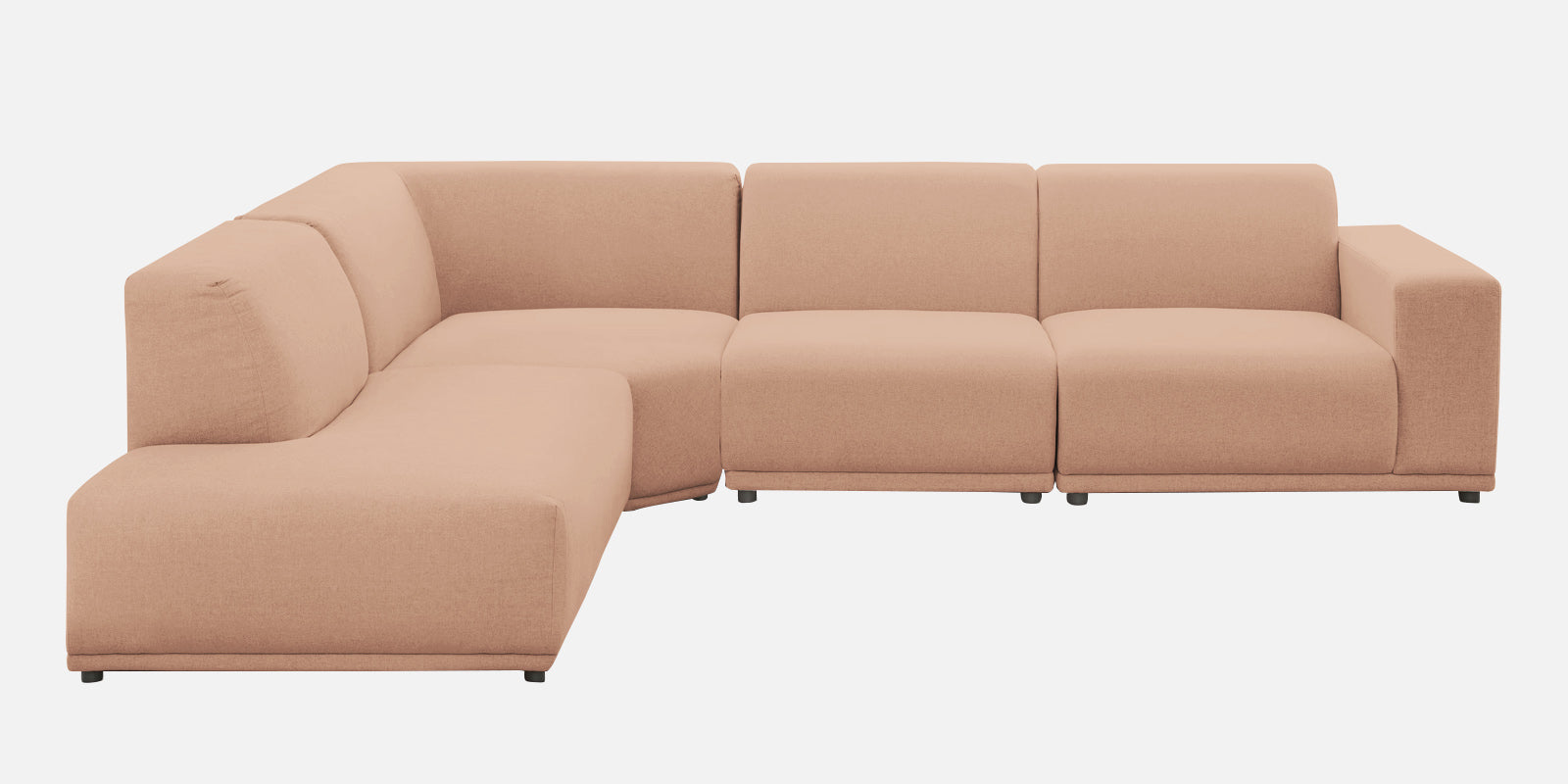 Adam Fabric LHS Sectional Sofa (3+Ottoman Lounger) In Cosmic Beige Colour - Febonic Living