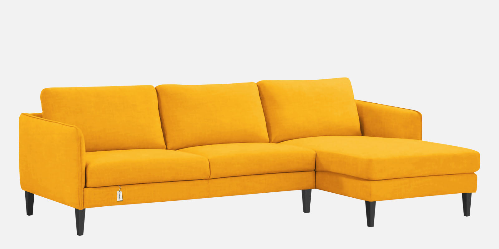 Piku Fabric LHS Sectional Sofa (3+Lounger) In Bold Yellow Colour - Febonic Living