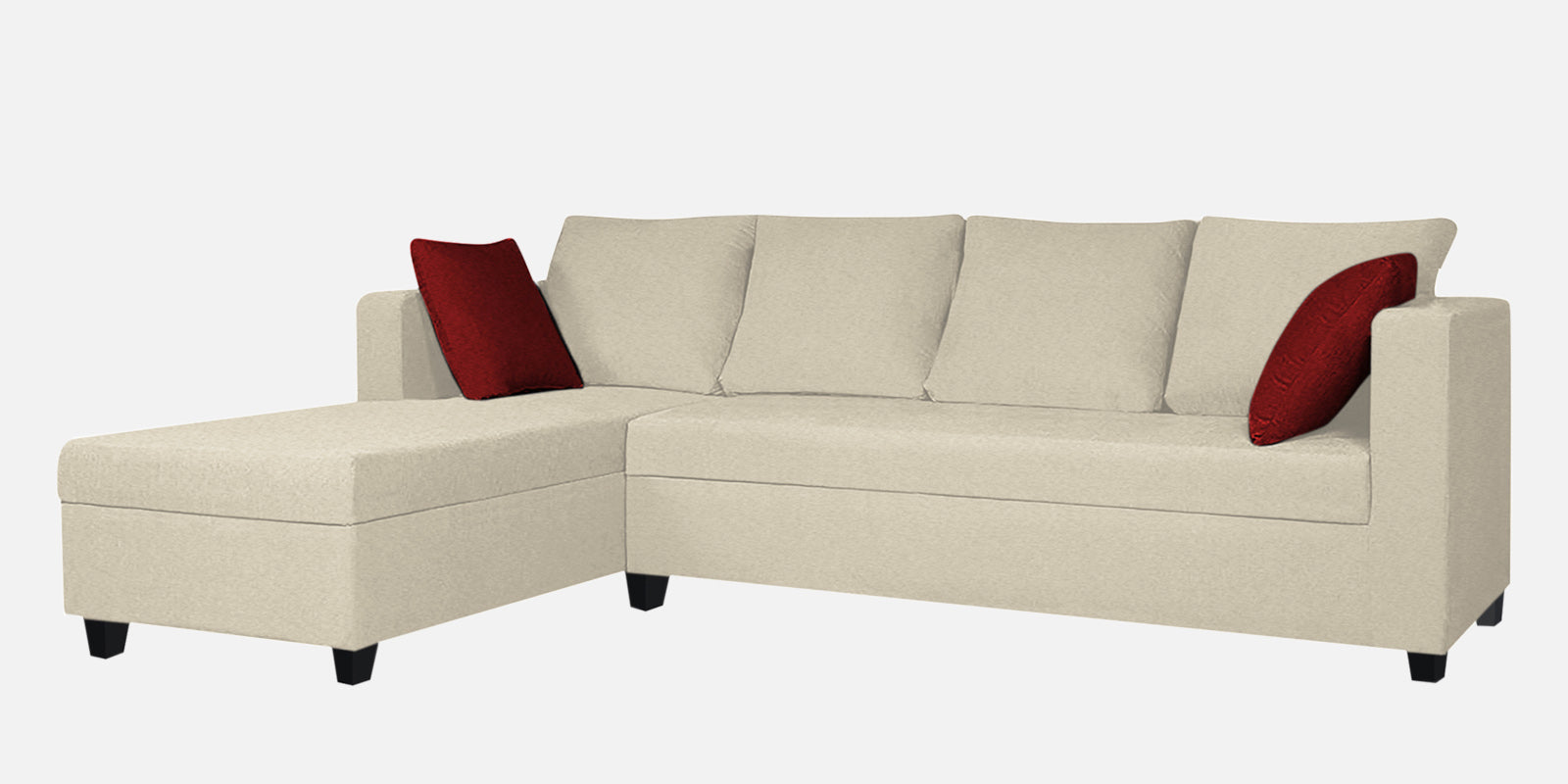 Nebula Fabric RHS Sectional Sofa (3+Lounger) In Ivory Cream Colour - Febonic Living