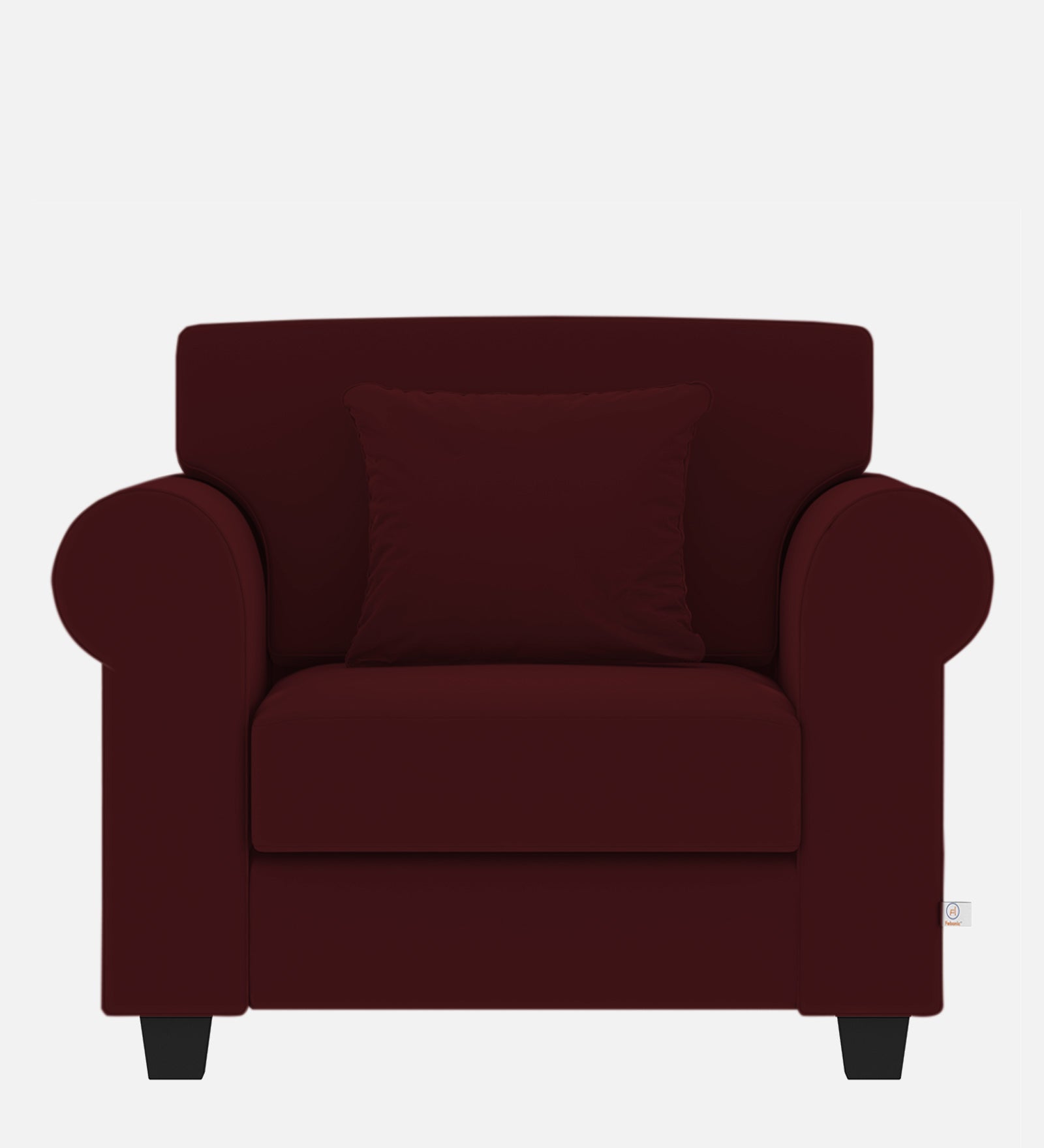Numonk Velvet 1 Seater Sofa In Dark Maroon Colour - Febonic Living