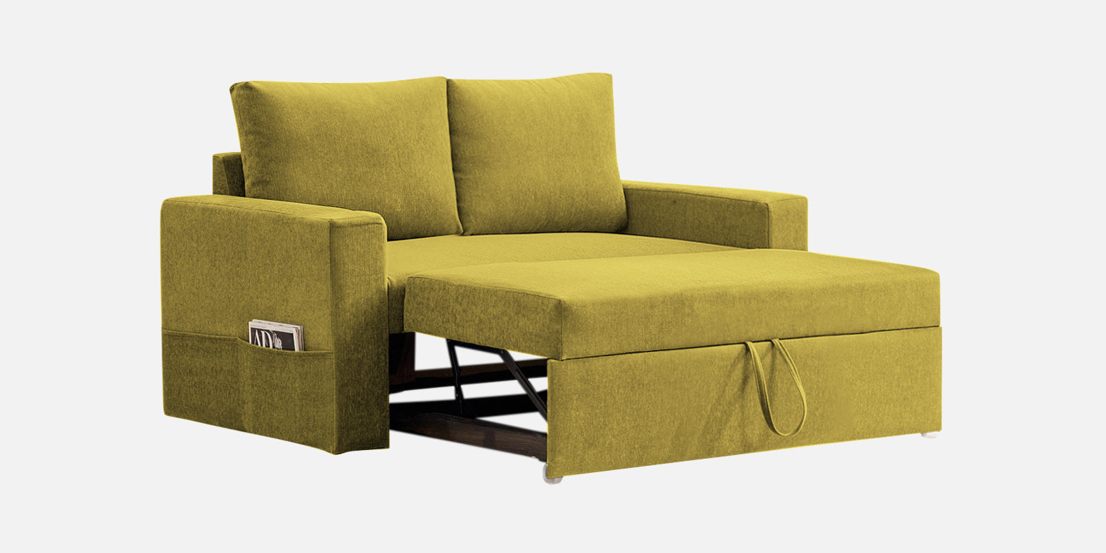 Kara Fabric 2 Seater Pull Out Sofa Cum Bed In Parrot Green Colour - Febonic Living