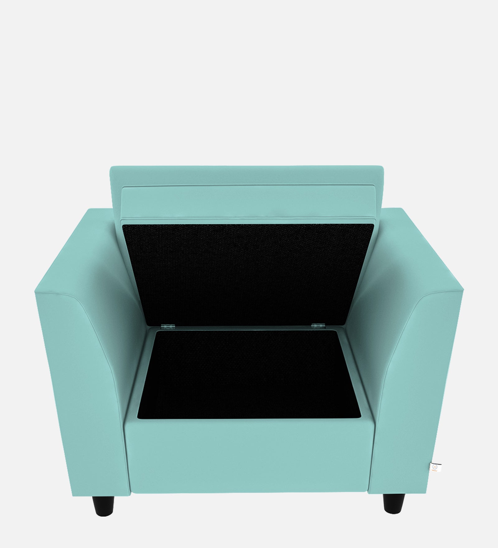Bristo Velvet 1 Seater Sofa In Barmunda Aqua Colour With Storage - Febonic Living