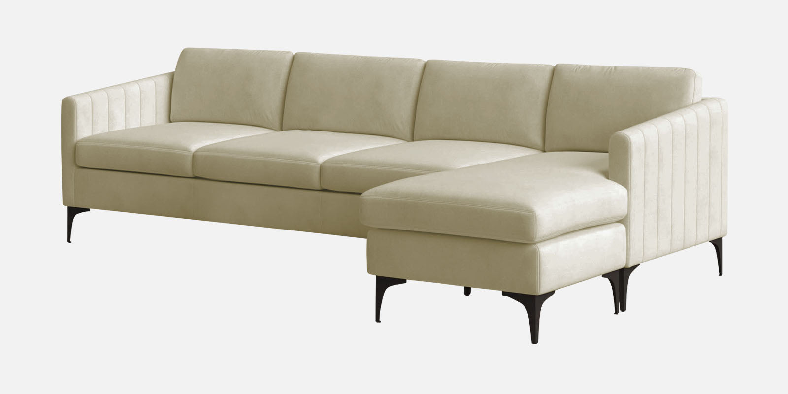 Haru Fabric LHS Sectional Sofa (3+Lounger) In Warm White Colour - Febonic Living