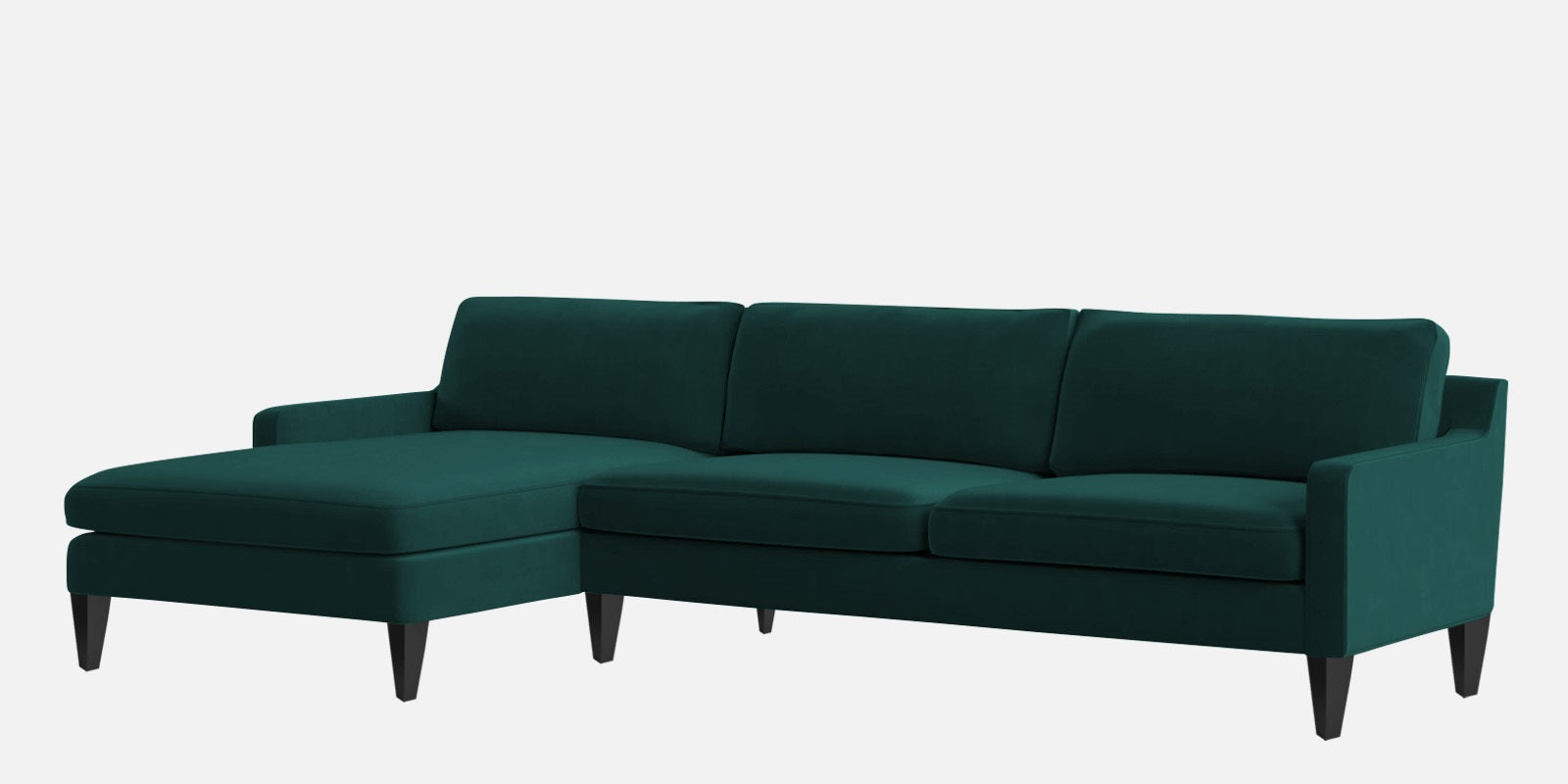 Jones Velvet RHS Sectional Sofa (3+Lounger) In Pine Green Colour - Febonic Living
