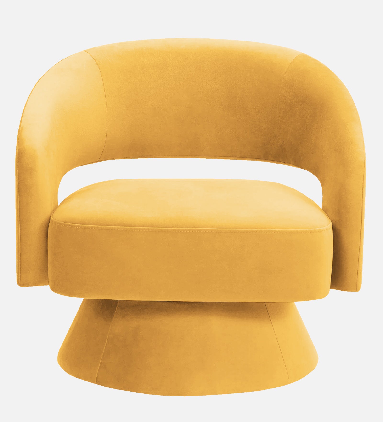 Pendra Velvet Swivel Chair In Turmeric Yellow Colour - Febonic Living